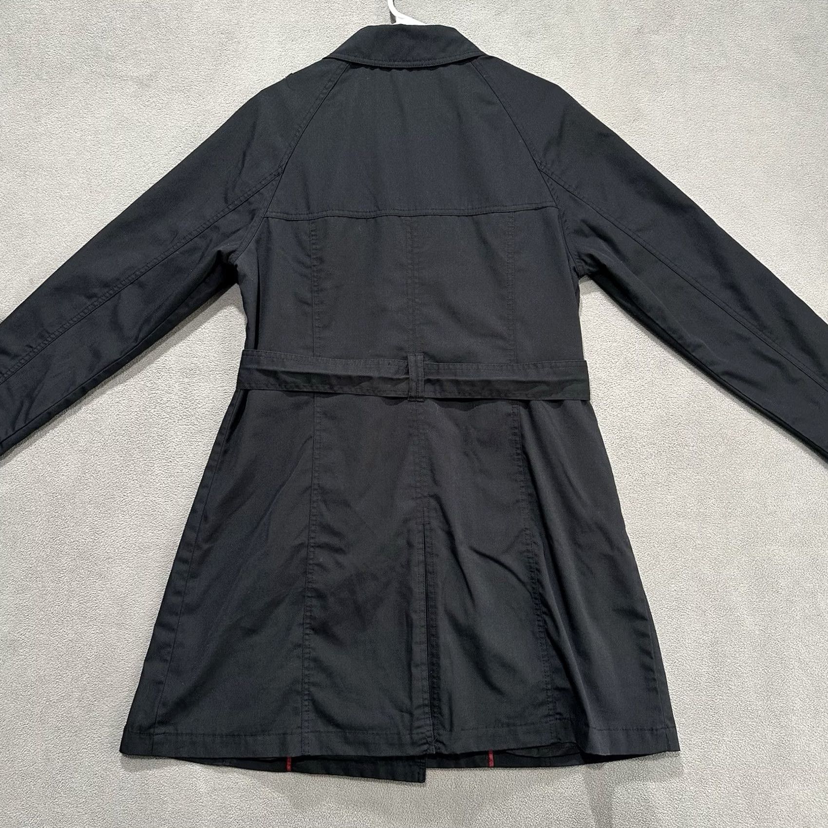 Merona Merona Trench Coat Womens Large Black Double Breasted Belted Water Repellent EUC Coat Size L / US 10 / IT 46 - 2 Thumbnail