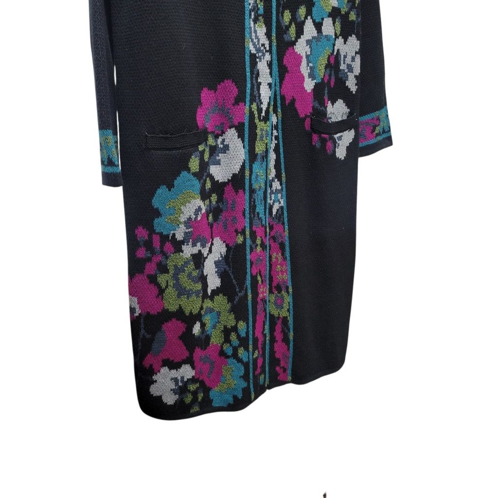 J. Jill J.JILL Women's Black Floral Boho Cardigan Jacket Medium Size M / US 6-8 / IT 42-44 - 6 Thumbnail