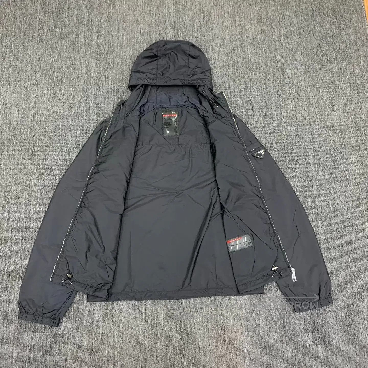 Prada Black Hooded Light Jacket with Zip Pockets. Size US M / EU 48-50 / 2 - 6 Thumbnail