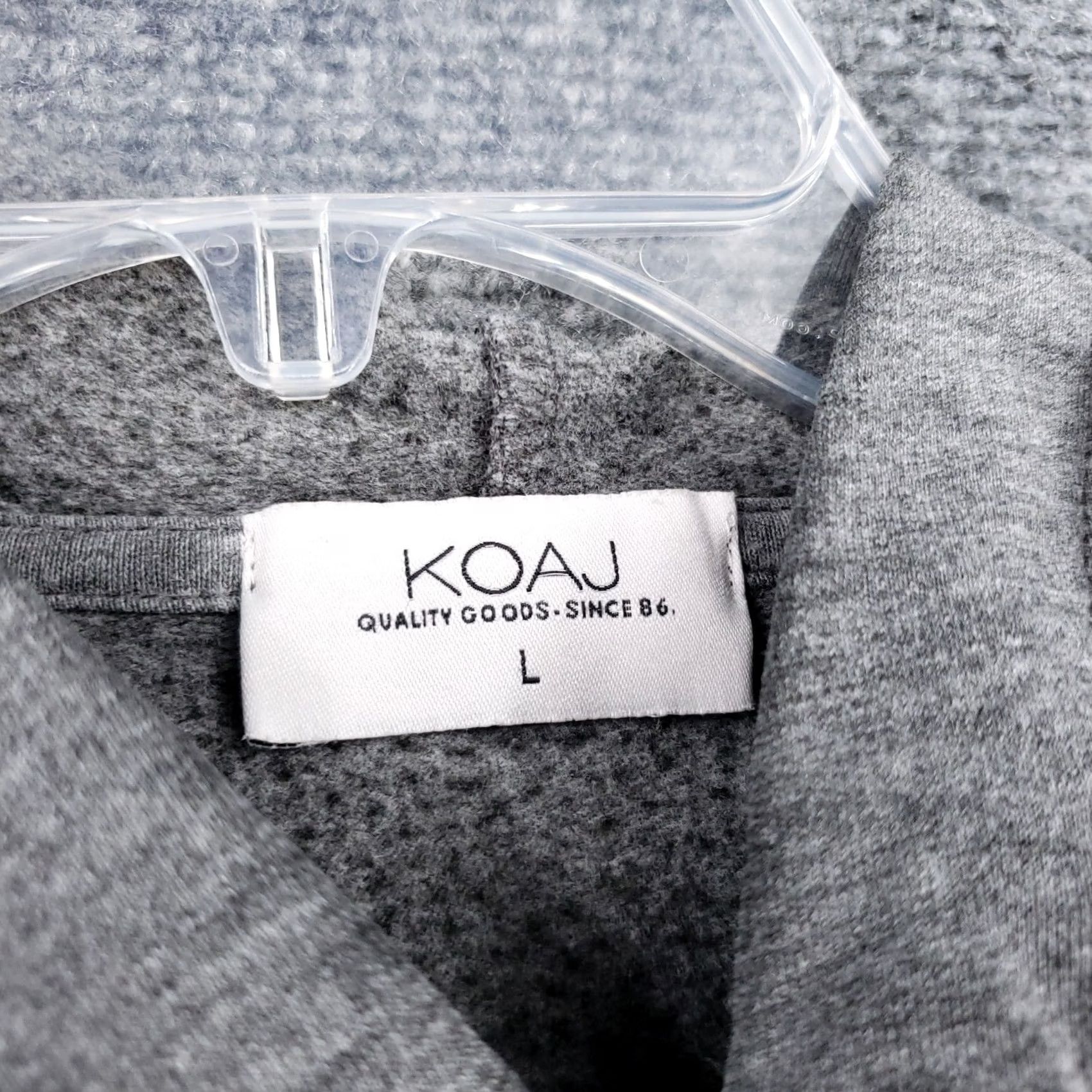 Vintage Koaj Hoodie Men L Gray Fleece Pullover Long Sleeve Knit Embroidered Hooded Pocket Regular Weight Sweatshirt Size US L / EU 52-54 / 3 - 7 Thumbnail