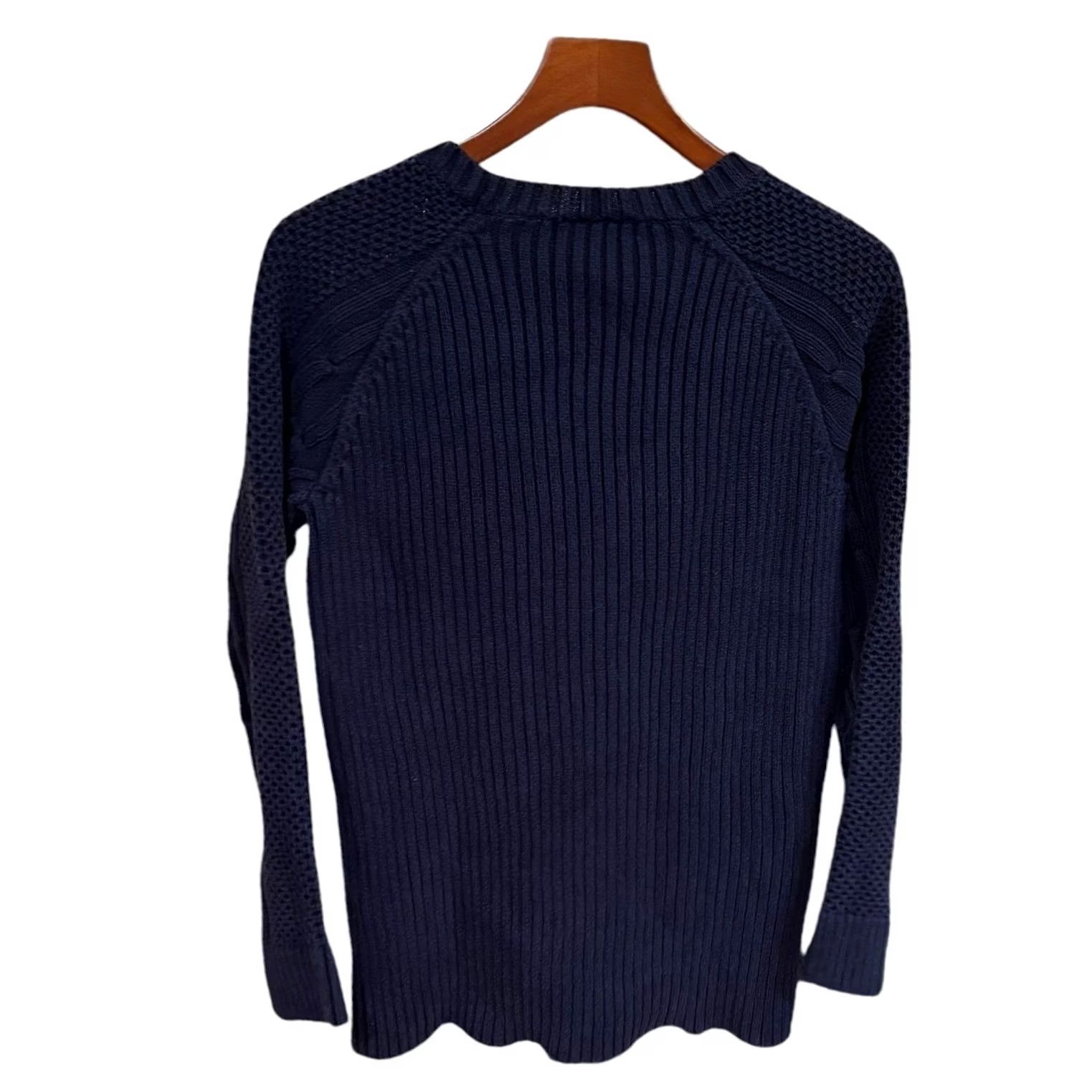Vintage Cabi Sweater Pullover Cable Knit Navy Blue Gold Side Zip Womens Medium Size M / US 6-8 / IT 42-44 - 2 Thumbnail