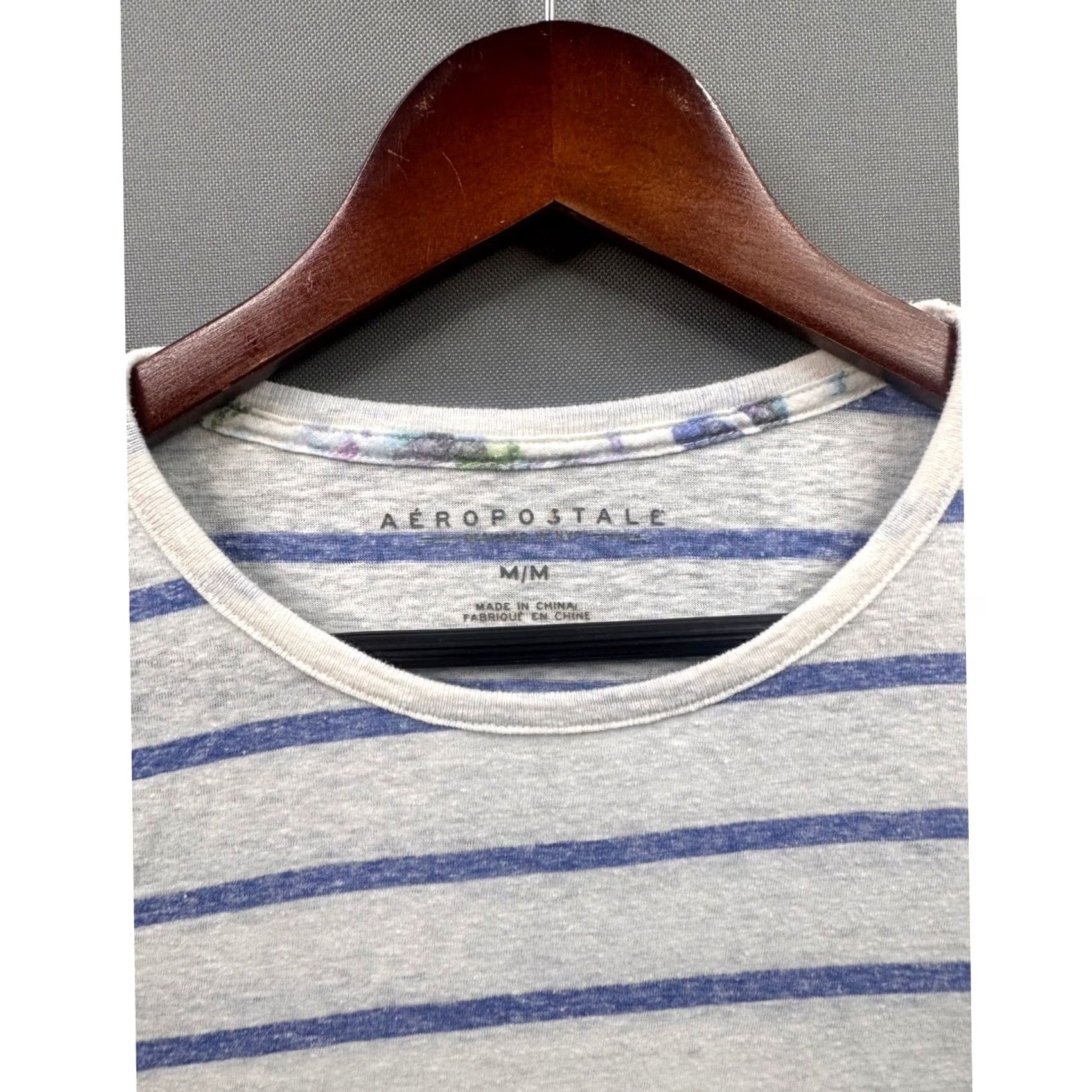 Aeropostale Aeropostale Womens Medium Blue White Striped Short Sleeve Crew Neck T-Shirt Size M / US 6-8 / IT 42-44 - 5 Thumbnail