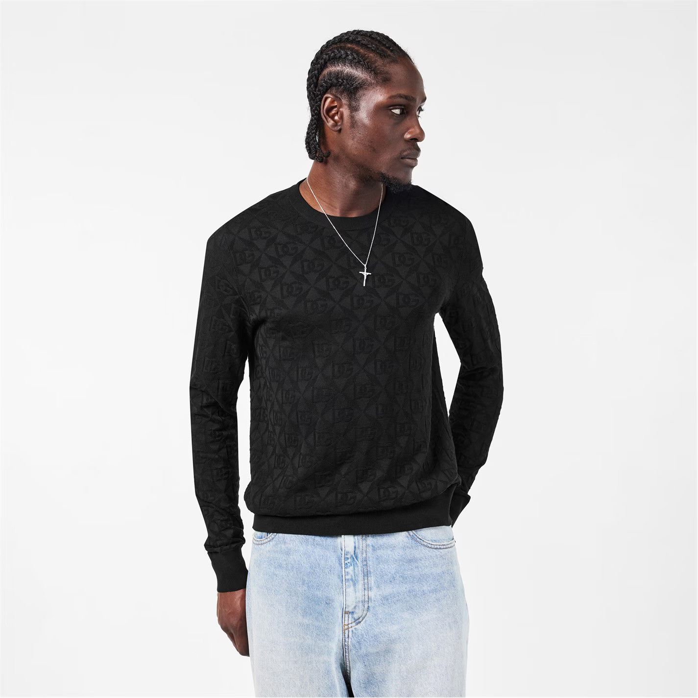 Dolce & Gabbana o1g2r1mq0426 Tailored Fit Crew Neck Jumper in Nero Size US M / EU 48-50 / 2 - 3 Thumbnail