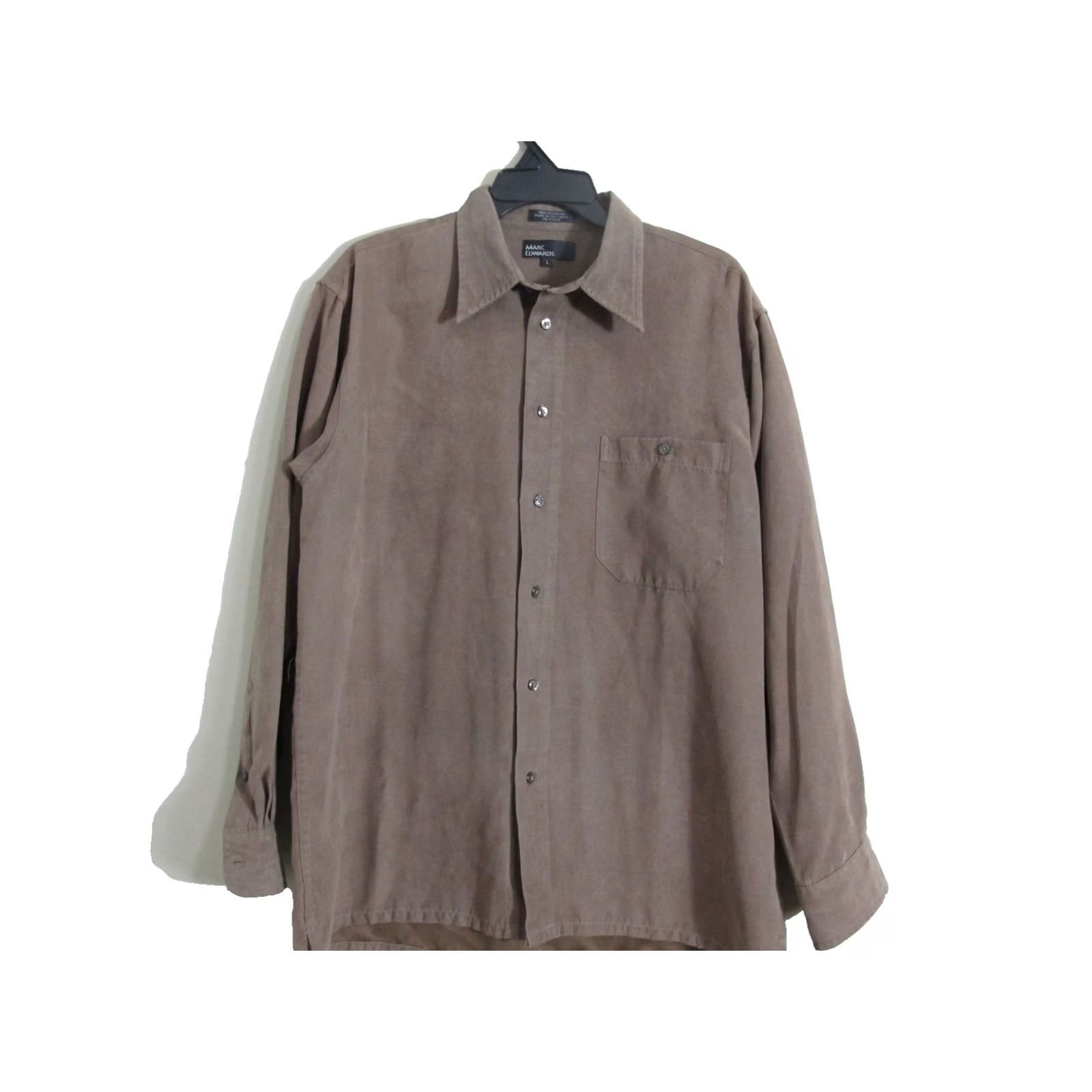 Marcs Marc Edwards Button-Up Shirt Men L Brown 100% Polyester Long Sleeve Pocket Plaid Casual Vintage-style No Size US L / EU 52-54 / 3 - 2 Thumbnail