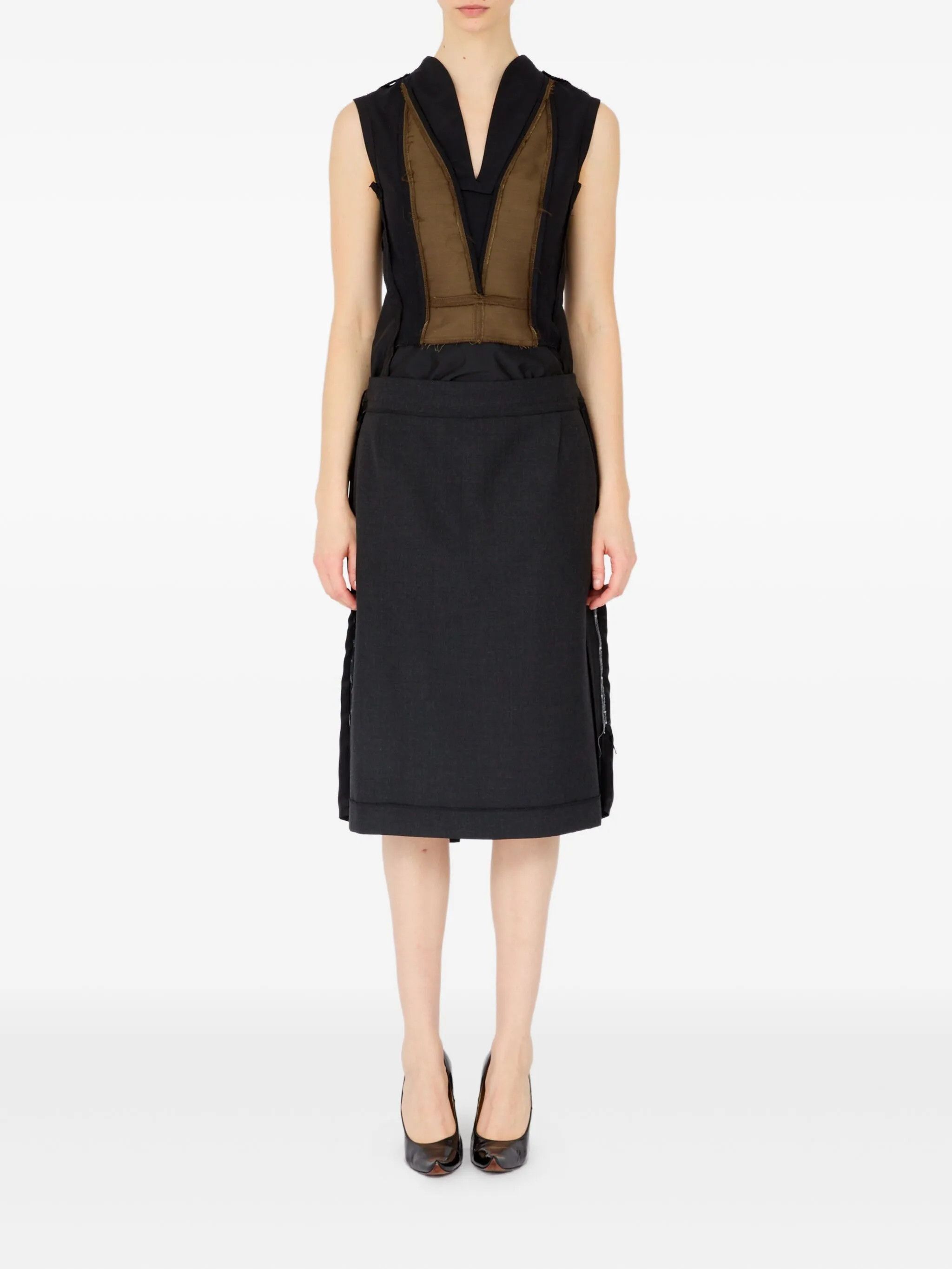 Maison Margiela o1w1db10526 Midi Skirt in Dark Grey Size 26" / US 2 / IT 38 - 2 Thumbnail