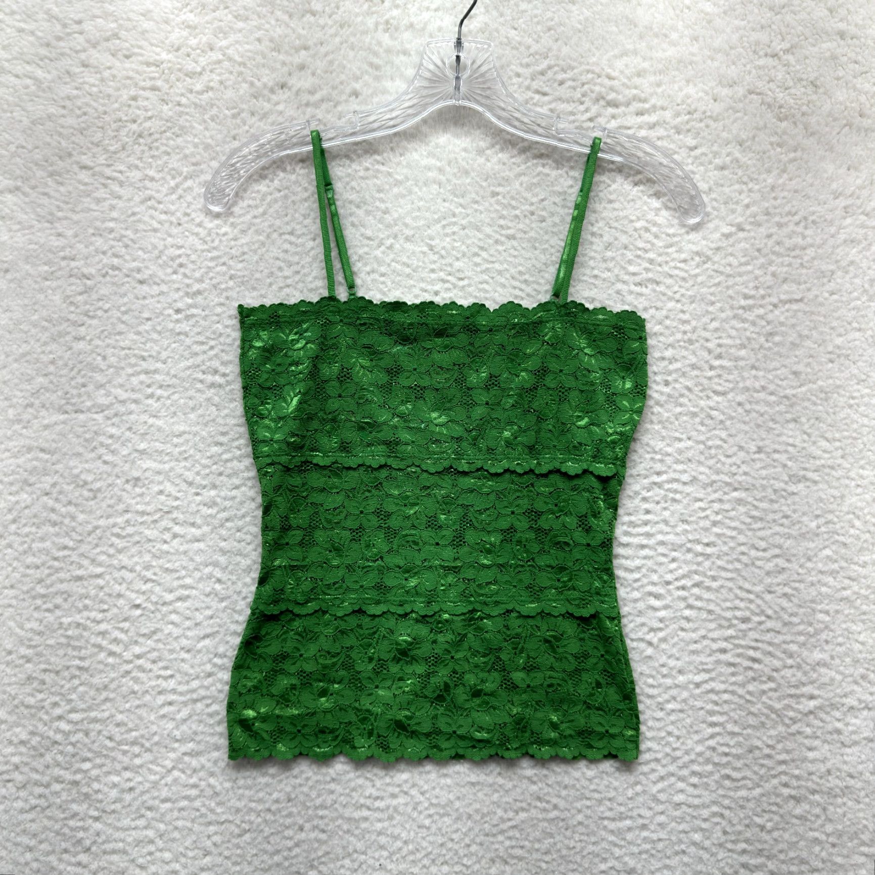 Vintage Y2K Vintage Camisole Tank Top Green Lace Square Neck Boho Fairy Grunge Shirt S Womens Size S / US 4 / IT 40 - 2 Thumbnail