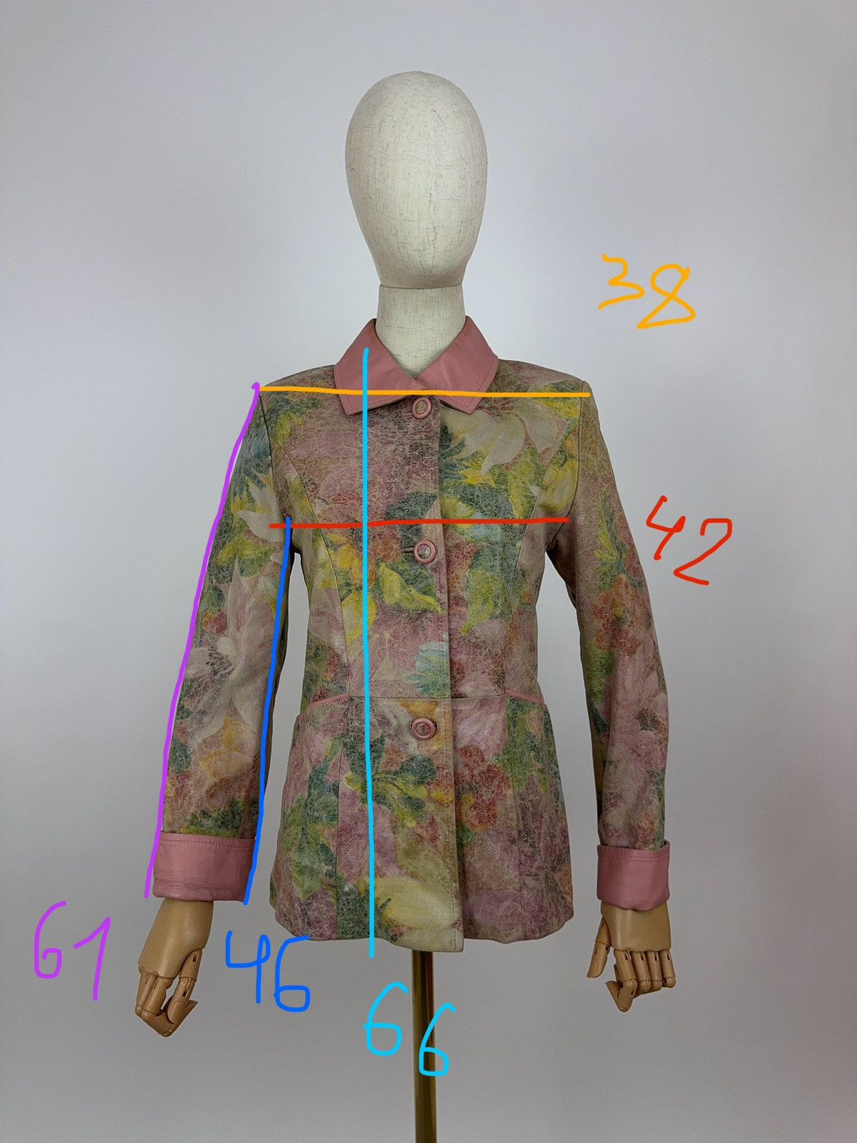 Other Vintage FRIITALA Jacket Floral Leather Coat Womens 90s Size M / US 6-8 / IT 42-44 - 17 Thumbnail