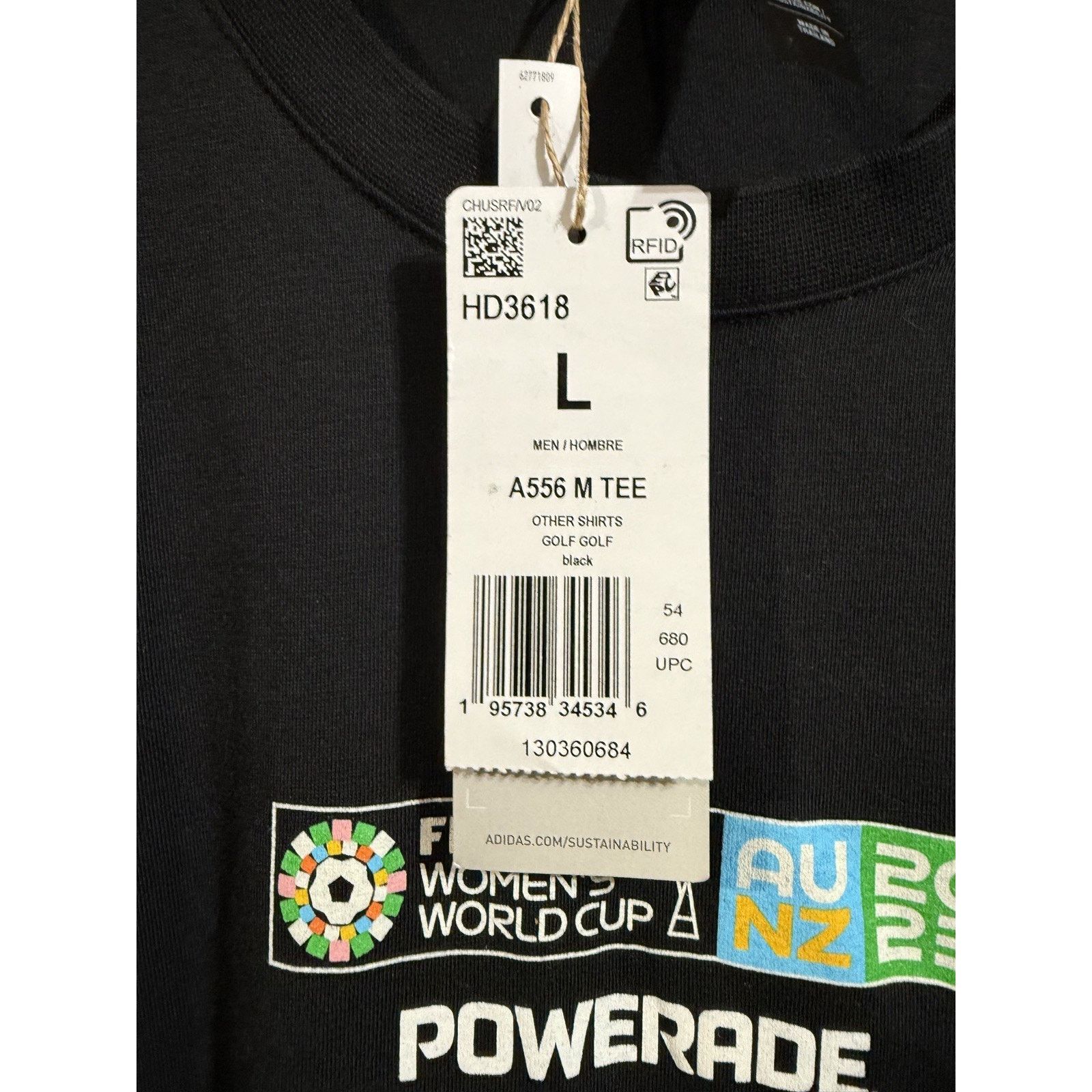 Adidas NWT FIFA Women’s World Cup 2023 Adidas Black Tee Sz L Size US L / EU 52-54 / 3 - 4 Thumbnail