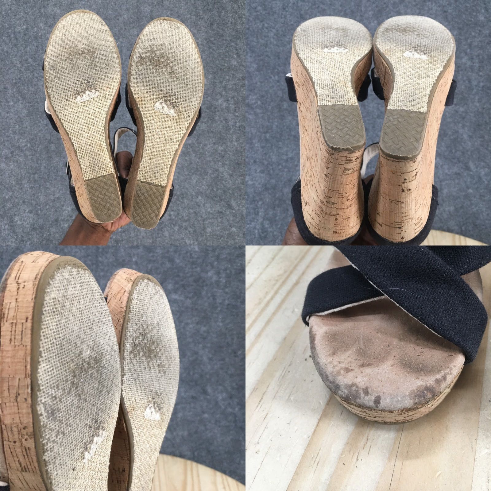 Toms TOMS Sandals Womens 9 Clarissa Ankle Strappy Black Wedge Cork Buckle Casual Size US 9 / IT 39 - 8 Thumbnail