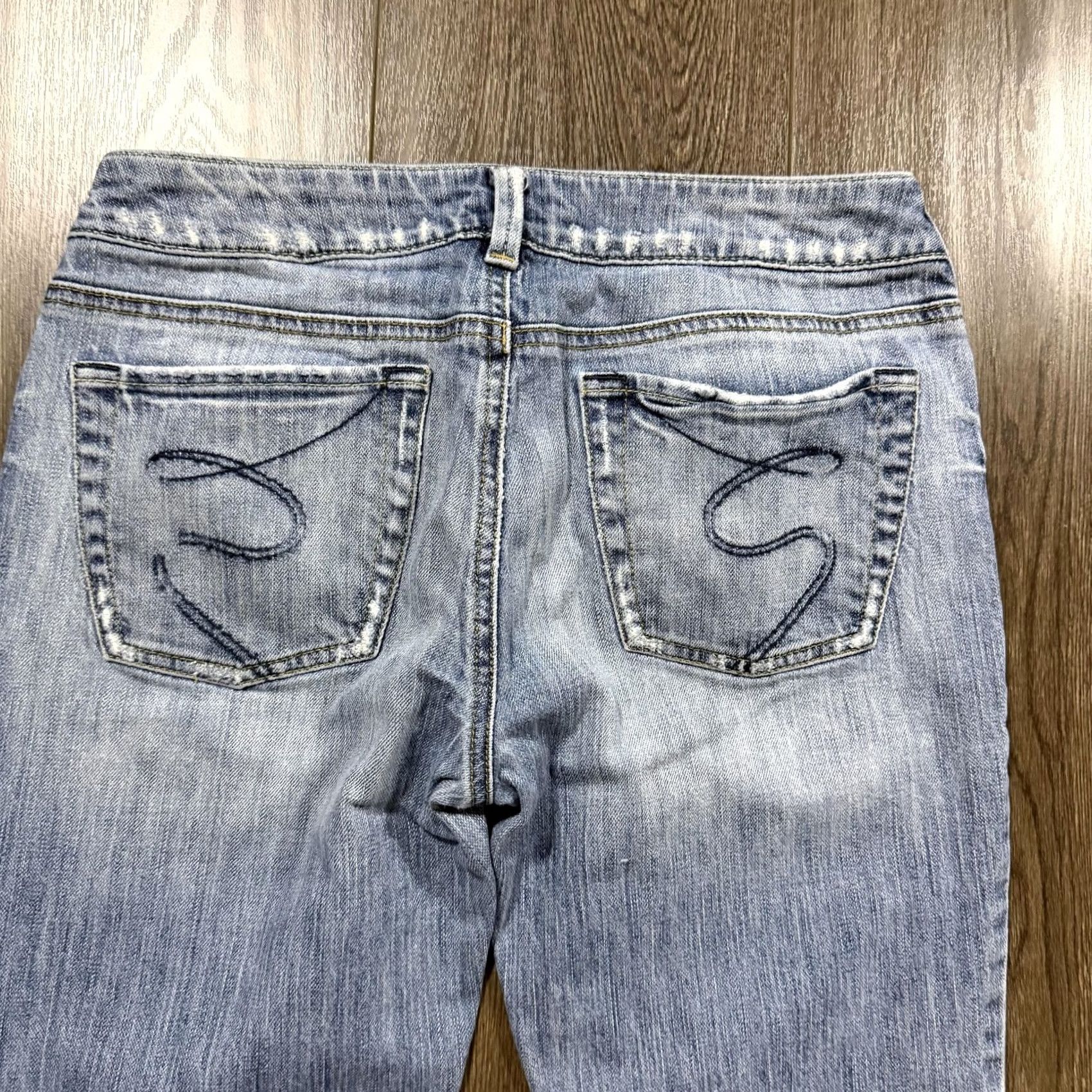 Silver Jeans Co. Silver Jeans Womens 29 Y2K Light Wash Blue Mitsu Bootcut Flare Frayed Hem Denim Size 29" - 3 Thumbnail