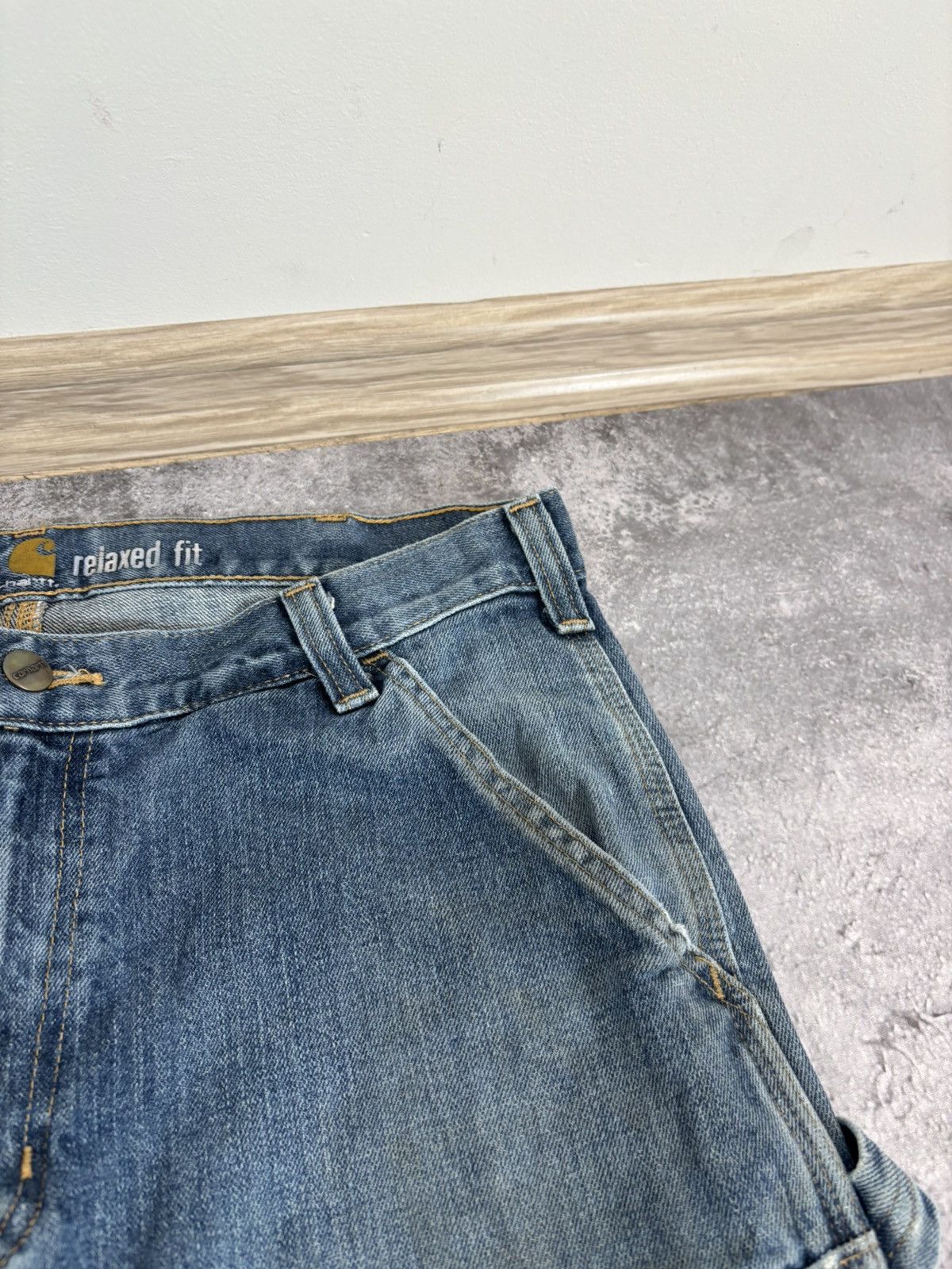Carhartt Carhartt Men’s Double Knee Denim Jeans Relaxed Fit Blue Size US 34 / EU 50 - 9 Thumbnail