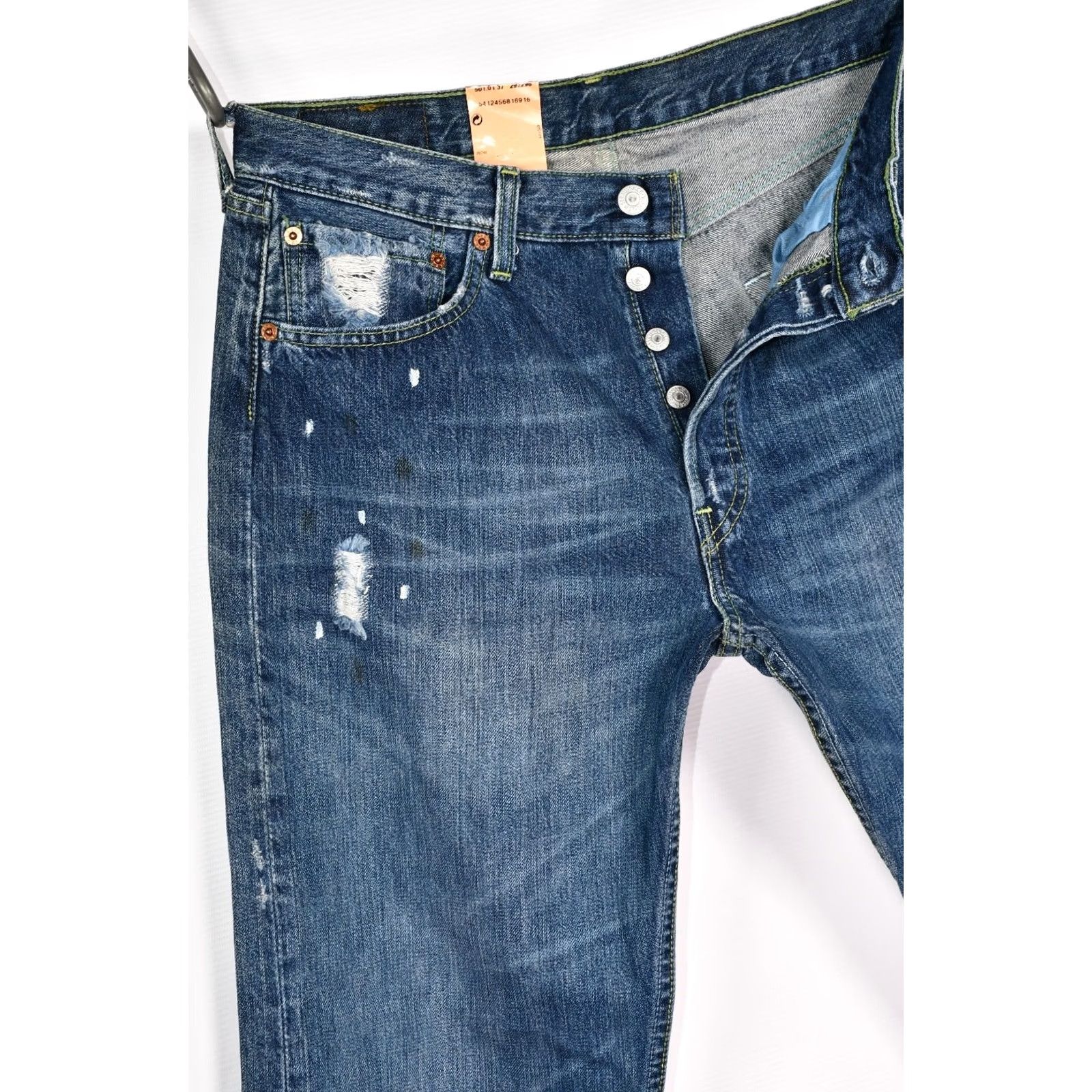 Levi's VINTAGE Levi’s 501 Jeans Mens Distressed Denim 33x32 Blue Cotton 5-Pocket Straight Retro Shirt Size US 33 - 7 Thumbnail