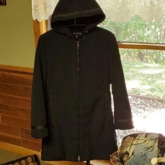 Anne Klein Anne Klein Embellished Black Lined Hooded Sz. M Coat Size M / US 6-8 / IT 42-44 - 1 Thumbnail