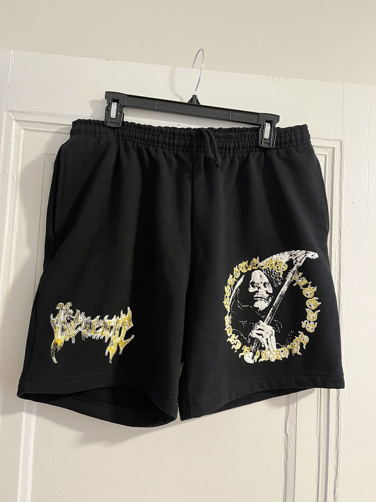 Revenge x City Morgue Reaper Sweatshorts (Black/Yellow)