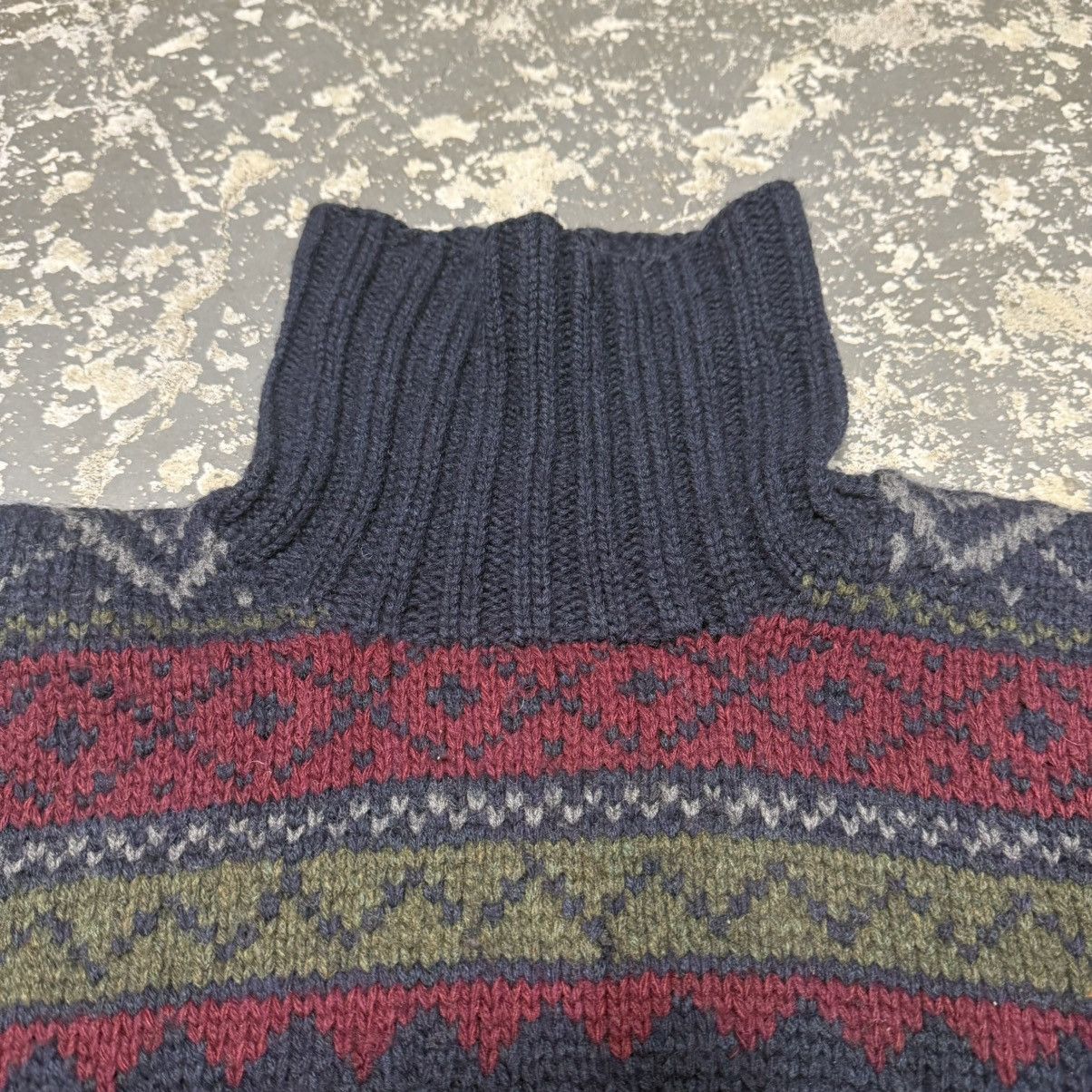Vintage Vintage Polo Ralph Lauren Navy Blue Handknit Wool Sweater Size US L / EU 52-54 / 3 - 6 Thumbnail