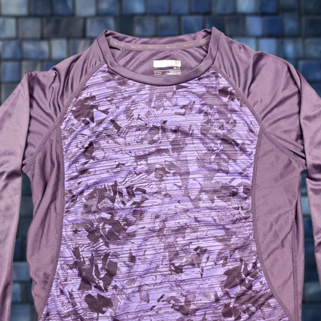 Marmot Marmot Womens Medium Purple Camo Long Sleeve Raglan Running Hiking Active Shirt Size M / US 6-8 / IT 42-44 - 1 Thumbnail