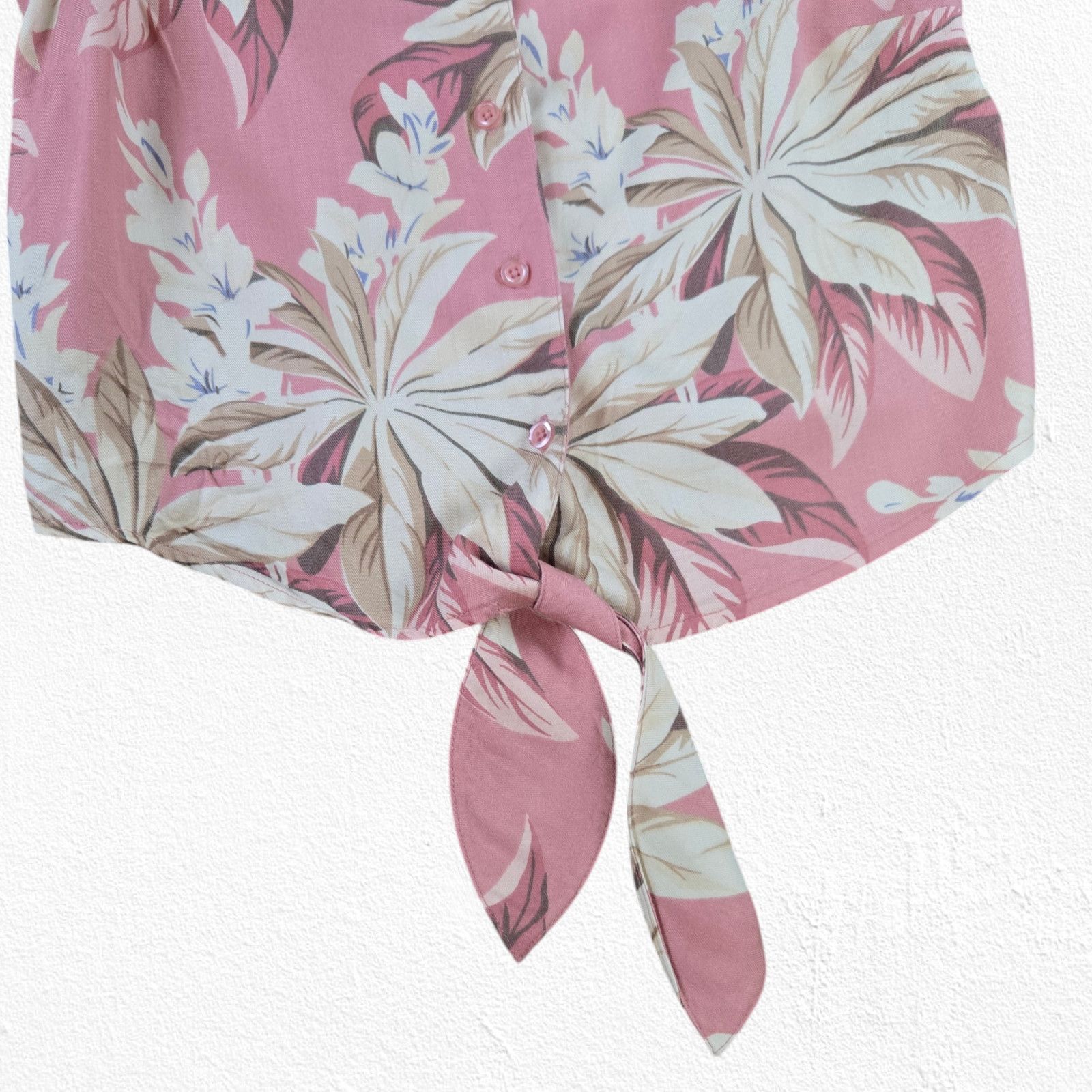 Vintage 90s Mauve Pink Tropical Floral Crop Top Size Small Size S / US 4 / IT 40 - 4 Thumbnail