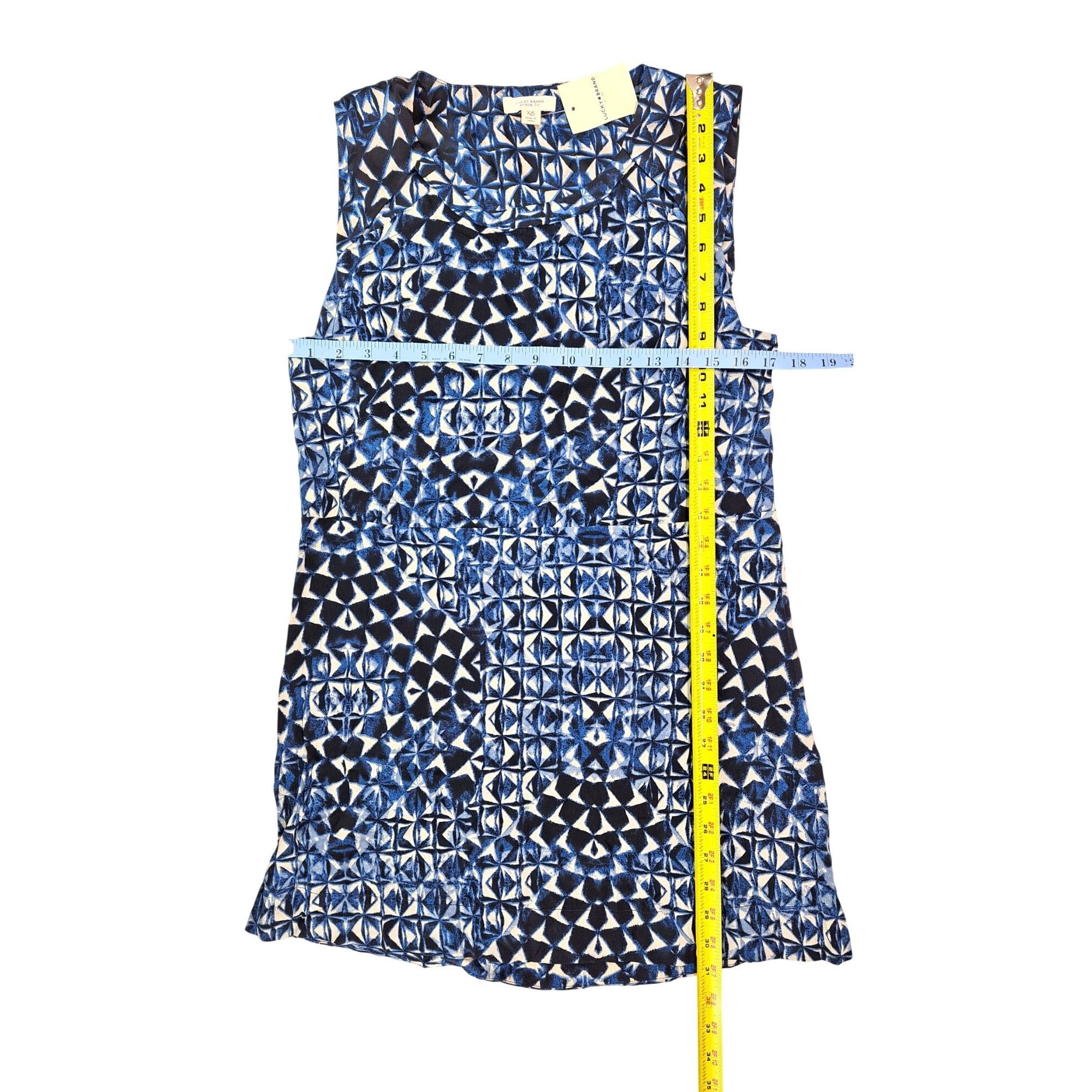 Lucky Brand Lucky Brand Blue White Sleeveless Geometric Shift Dress Size XS / US 0-2 / IT 36-38 - 7 Thumbnail
