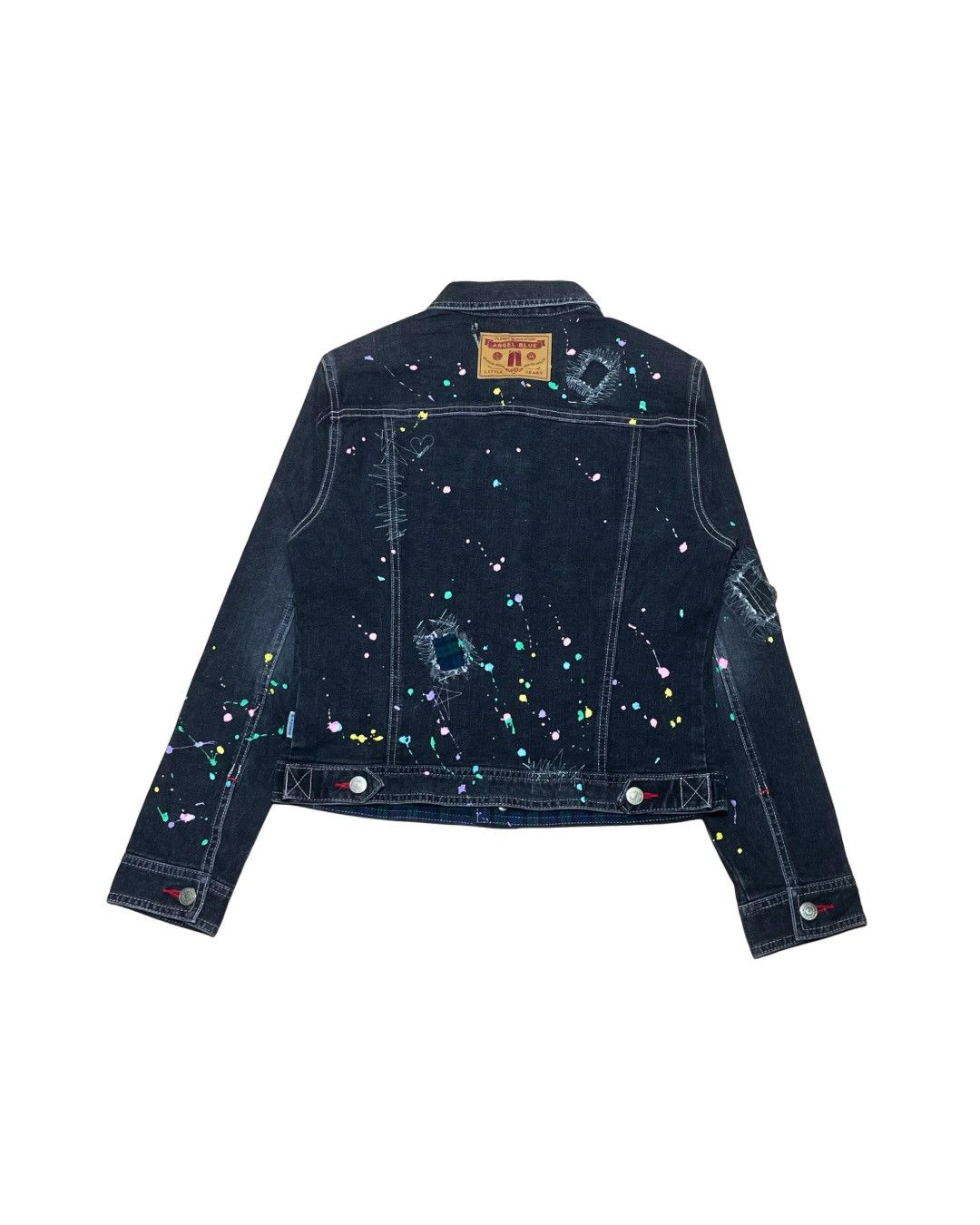 Angel Blue Paint Splatter Dark Denim Jacket Size S / US 4 / IT 40 - 3 Thumbnail