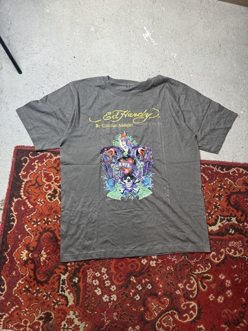Japanese Brand × Vintage Vintage Y2K Ed Hardy Style Love Kills Skull Girl Logo T shir Size US XL / EU 56 / 4 - 1 Thumbnail