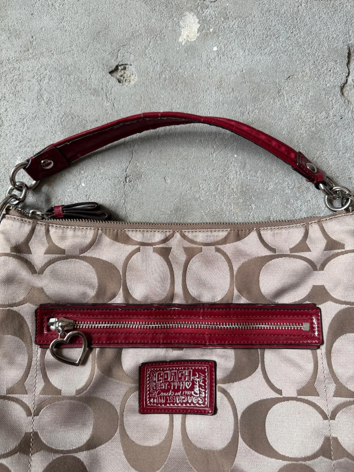 Coach Coach Signature Daisy Poppy Heart Shoulder Bag Beige/Red Size ONE SIZE - 6 Thumbnail