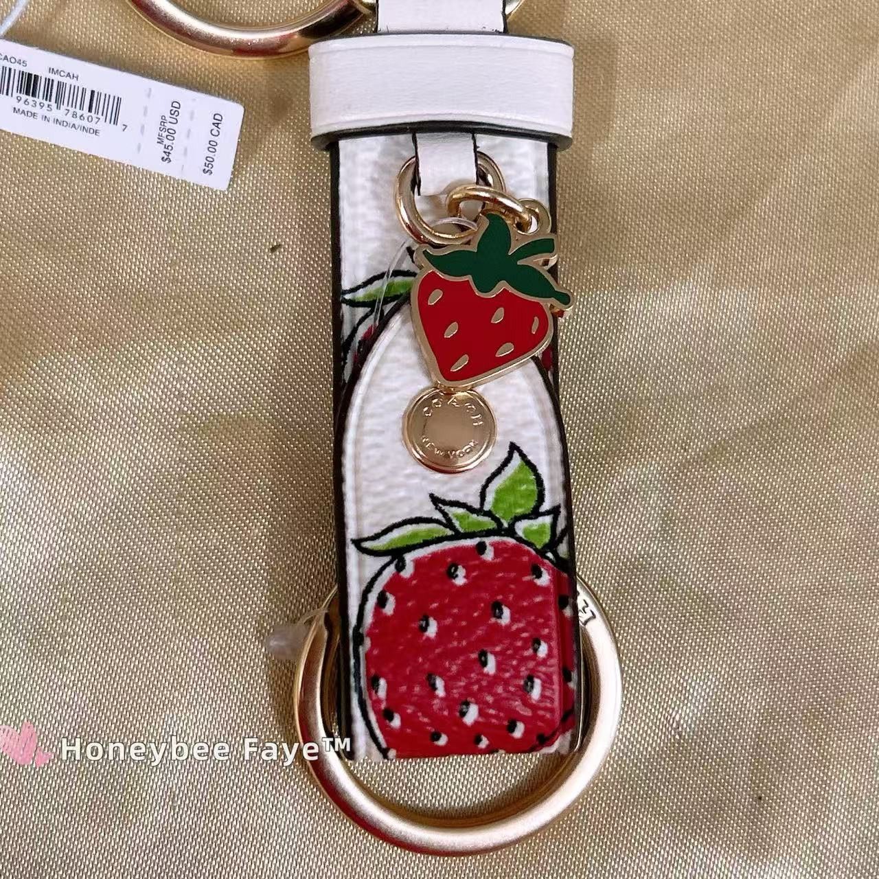 Coach Trigger Snap Bag Charm With Strawberry Print CAO45 Size ONE SIZE - 3 Thumbnail