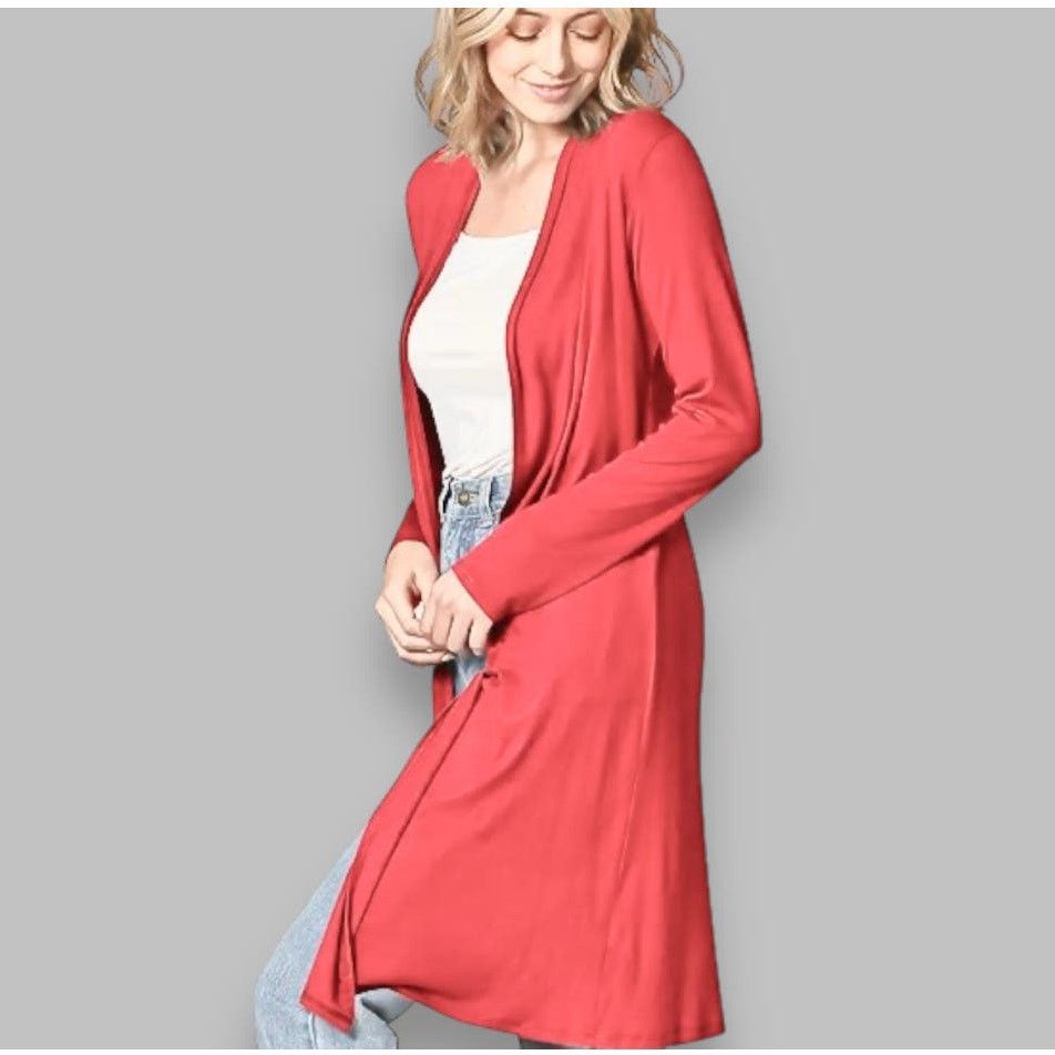 Neiman Marcus Neiman Marcus Soft Red Cotton Cardigan | Size L Size L / US 10 / IT 46 - 3 Thumbnail