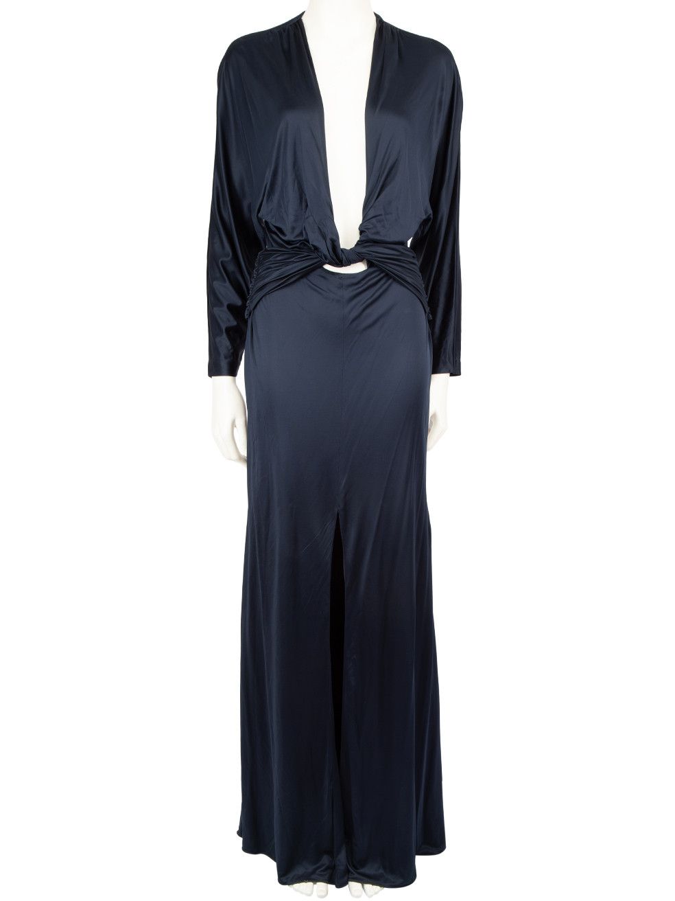 image of Dundas Navy Low Cut Ruched Dress, Women's (Size Medium)