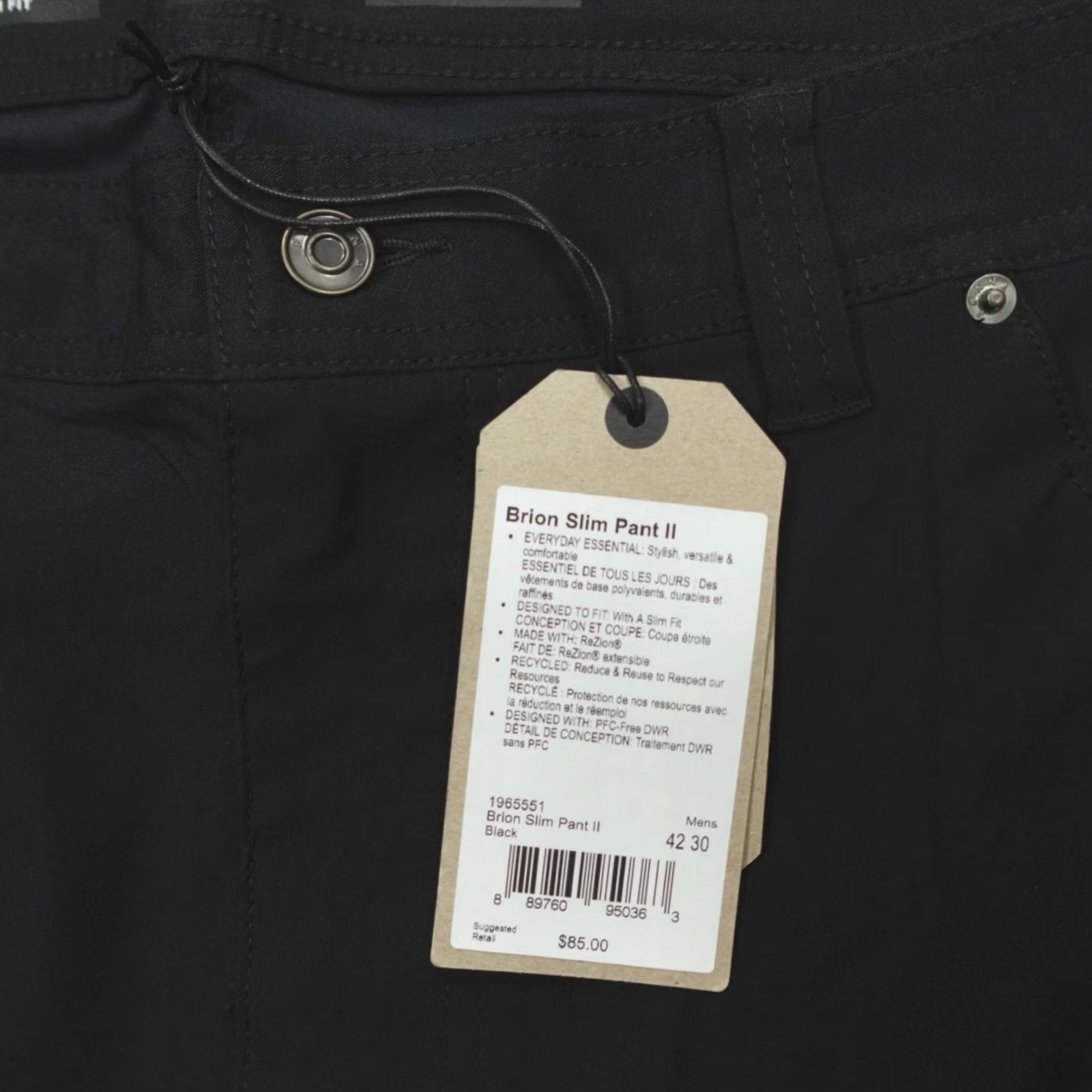 Prana Prana Brion II Slim Fit Stretch Pants Men's 42x30 Dark Iron Gray Chino Straight 5-Pocket Size US 42 / EU 58 - 2 Thumbnail