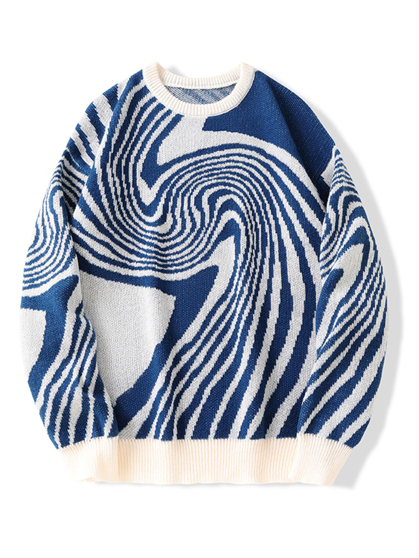 Maze Jacquard Pullover Sweater Knitted