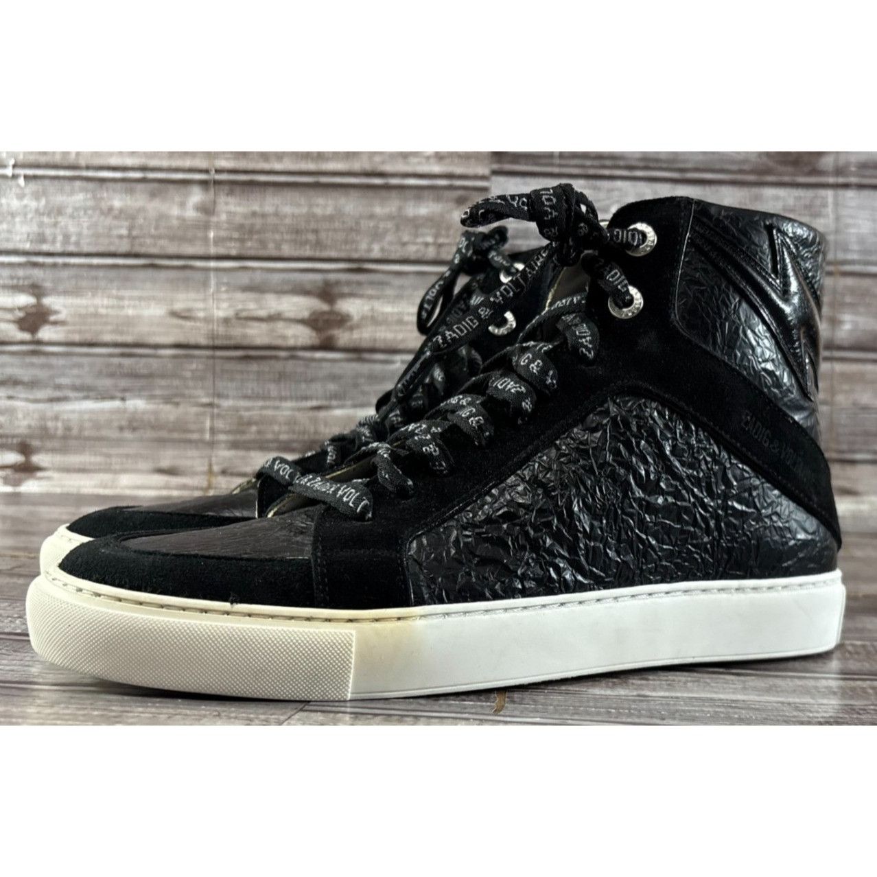 Zadig&Voltaire High Lash crinkled-finish leather sneakers si