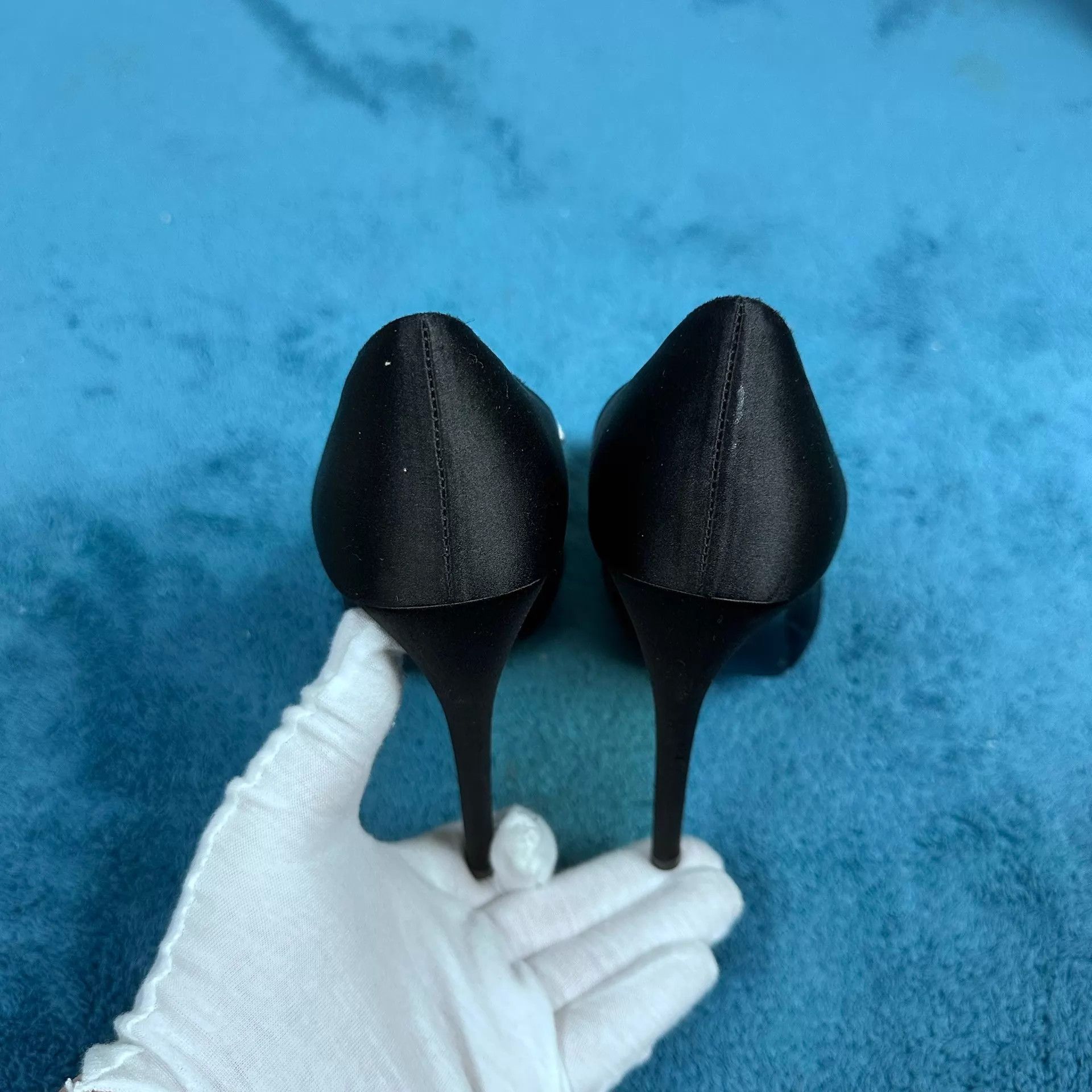 Roger Vivier RV Crystal Buckle Black High Heels Women's 35.5 Size US 5 / IT 35 - 4 Thumbnail