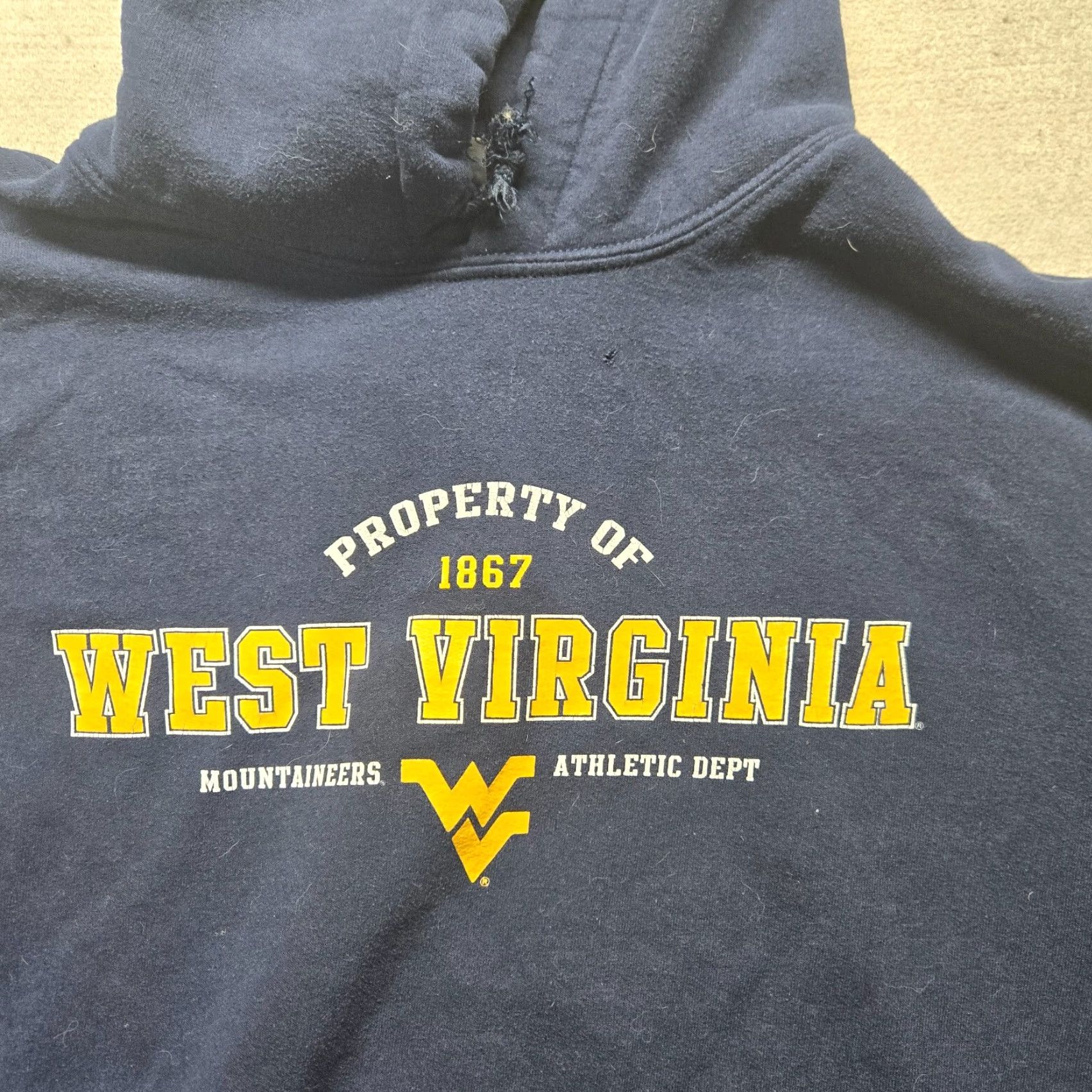 Vintage WV University Mountaineers Hoodie Sweatshirt Jacket Adult XL Blue Logo College NCAA Shirt Womens Size XL / US 12-14 / IT 48-50 - 2 Thumbnail