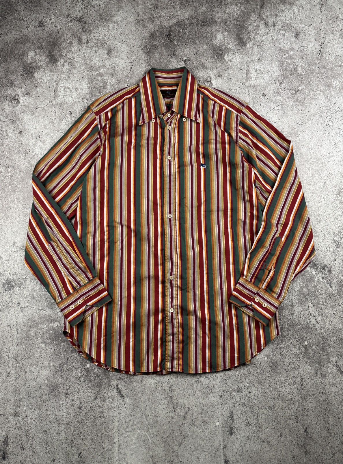 Etro Etro MultiColor Stripe Cotton Button Up Long Sleeve Shirt Size US L / EU 52-54 / 3 - 1 Thumbnail