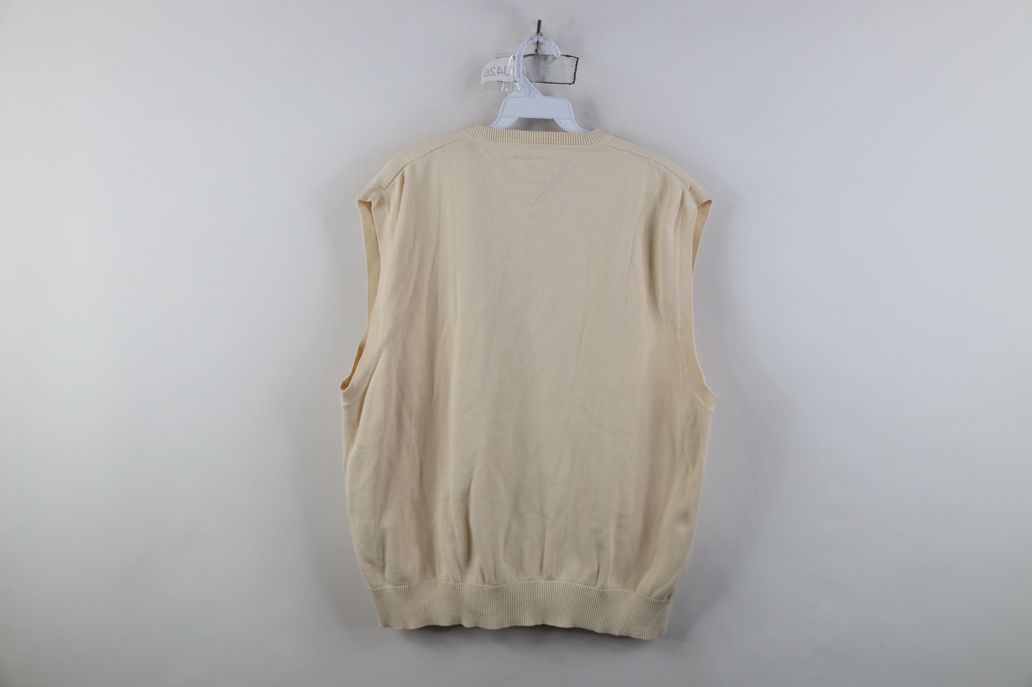 Tommy Hilfiger Vintage 90s Tommy Hilfiger Knit V-Neck Sweater Vest Beige Size US XL / EU 56 / 4 - 9 Thumbnail