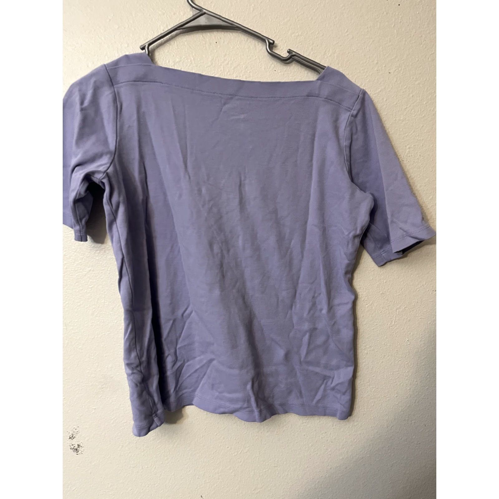 Vintage L.L. Bean Shirt Womens Square Boat Neck Cotton Purple M Regular Short Sleeve Top Knit Size M / US 6-8 / IT 42-44 - 3 Thumbnail