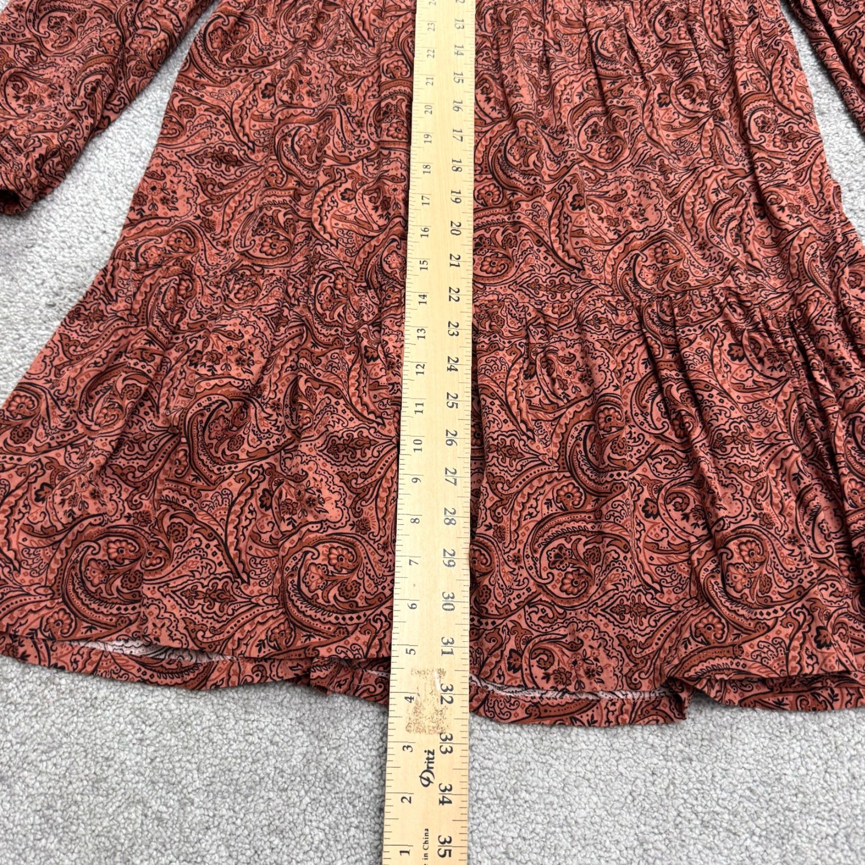 Lucky Brand VINTAGE Lucky Brand Paisley Boho Short Sleeve Mini Dress Womens XS Red Rayon Casual Summer Size XS / US 0-2 / IT 36-38 - 7 Thumbnail