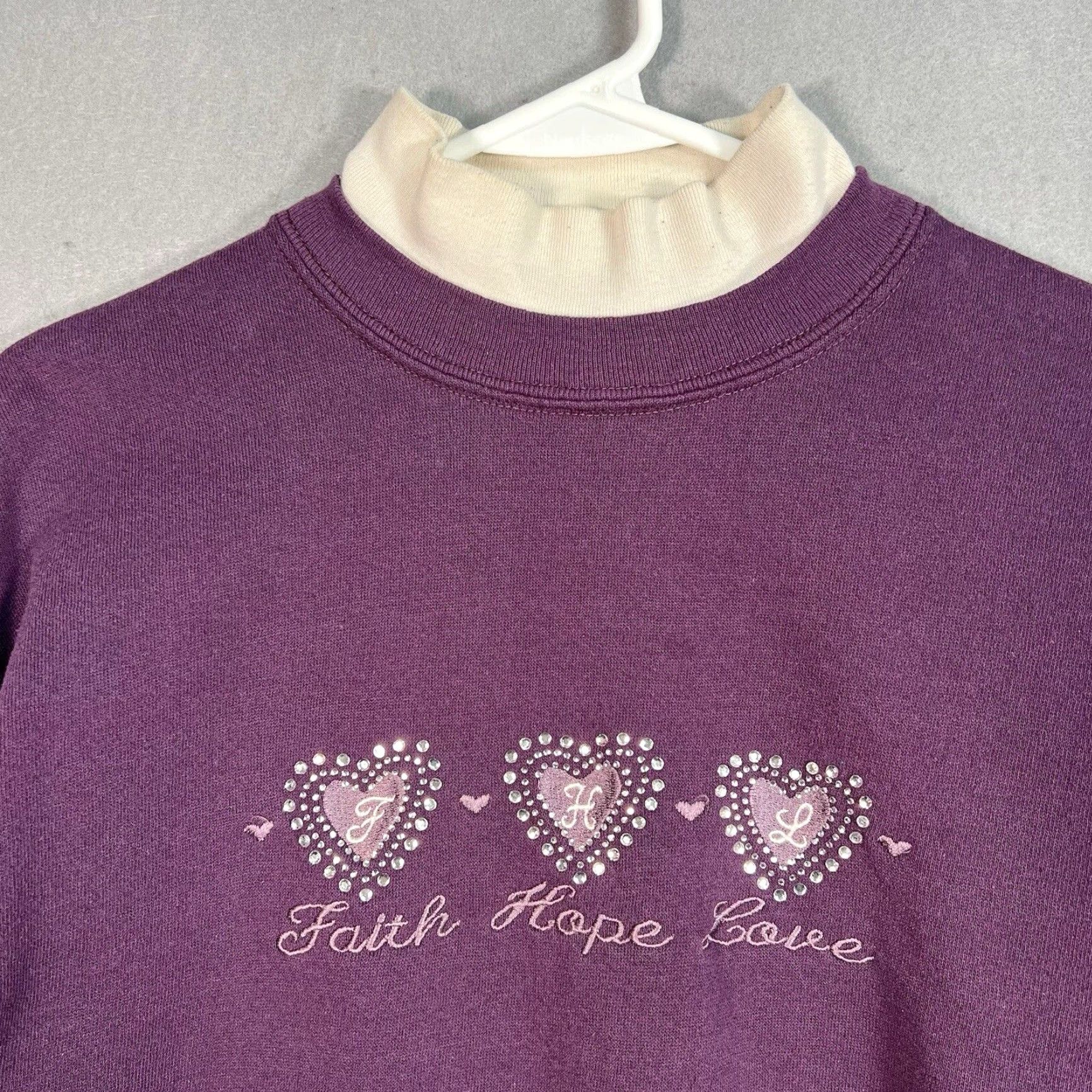 Vintage VINTAGE Decorated Originals Faith Hope Love Sweatshirt Womens Small Purple Size S / US 4 / IT 40 - 2 Thumbnail