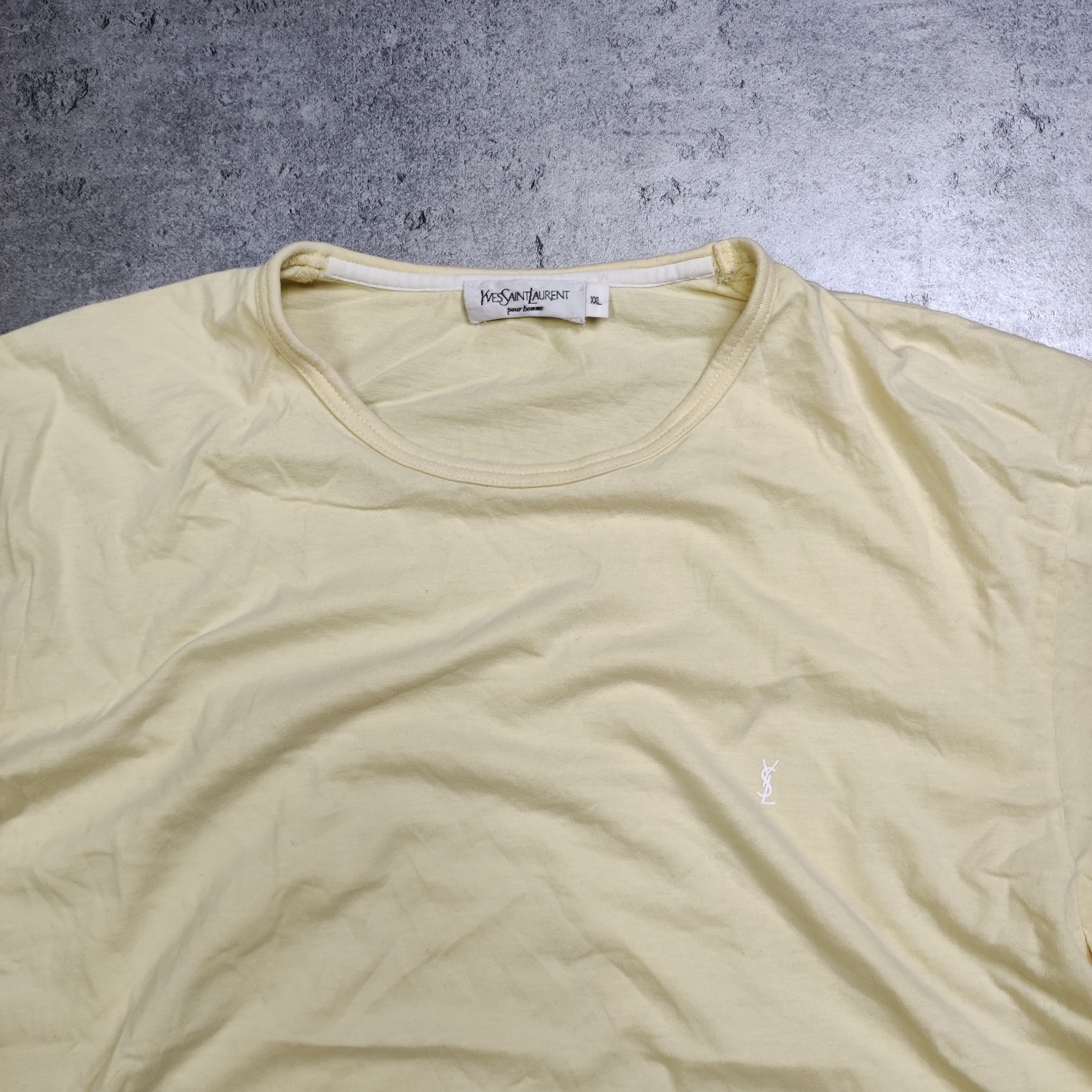 Yves Saint Laurent RARE YSL Yves Saint Laurent Classic Small Logo Yellow Tee Size US XXL / EU 58 / 5 - 4 Thumbnail