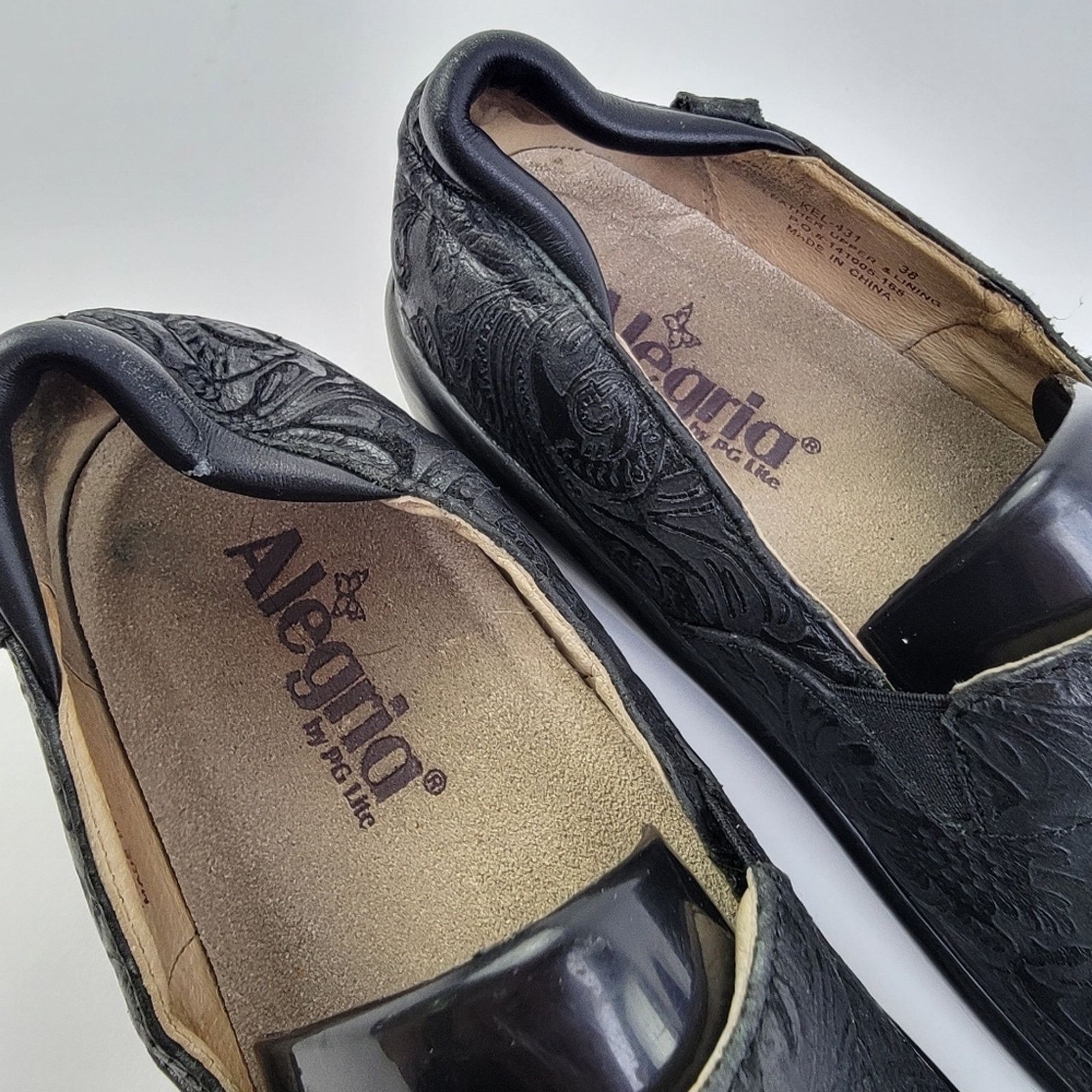 Designer Alegria Keli PRO Black Paisley Slip On Loafer Platform Clogs Size US 7 / IT 37 - 8 Thumbnail