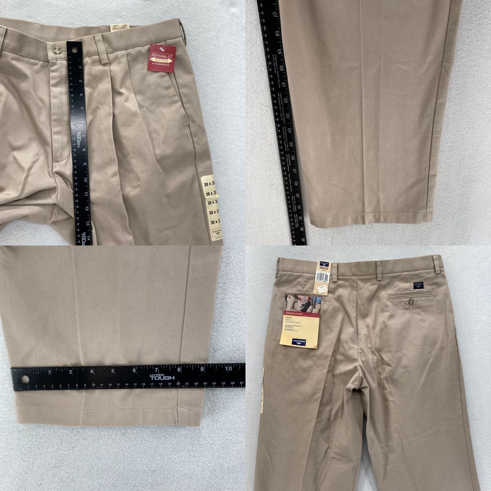 Dockers VINTAGE Dockers Original Khaki Pants Mens 38x32 Pleated Beige Classic Fit NWT Size US 38 / EU 54 - 8 Thumbnail