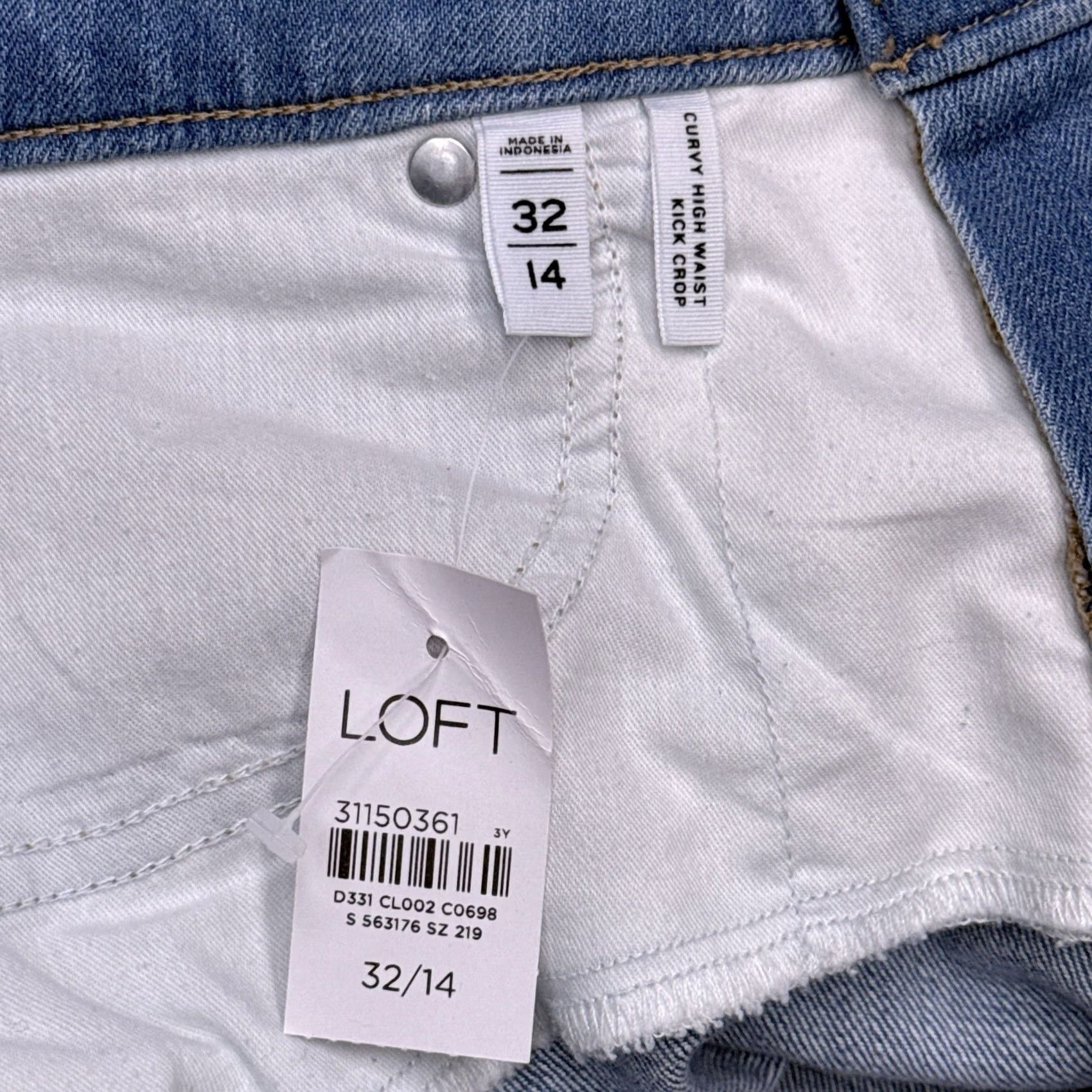 Loft LOFT Jeans Womens 14/32 High Waist Stretch Cropped Denim 5-Pocket Blue Vintage No Size 36" / US 14 / IT 50 - 6 Thumbnail