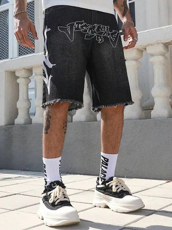 Japanese Brand Haseki x Mami Graphic Drip Y2k Shorts Jorts Denim Size US 32 / EU 48 - 3 Thumbnail