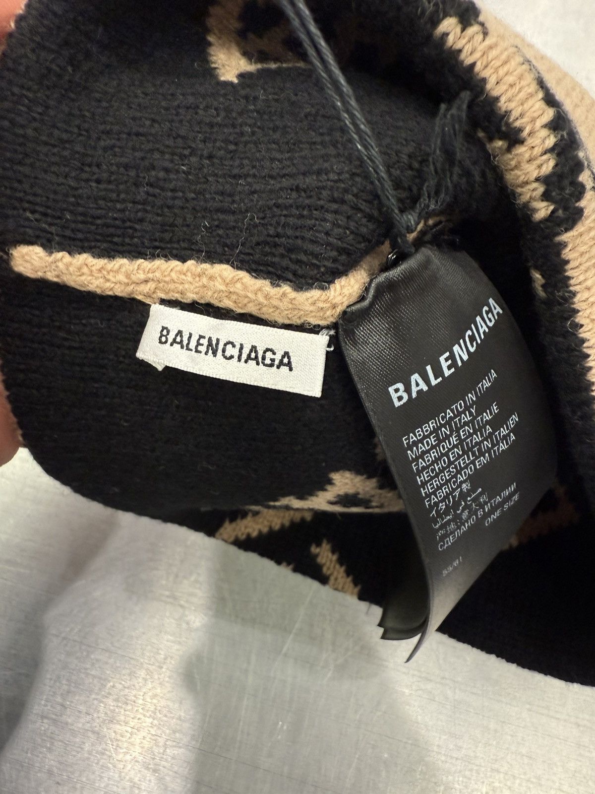 Balenciaga Balenciaga Allover Logo Beanie Beige Size ONE SIZE - 3 Thumbnail