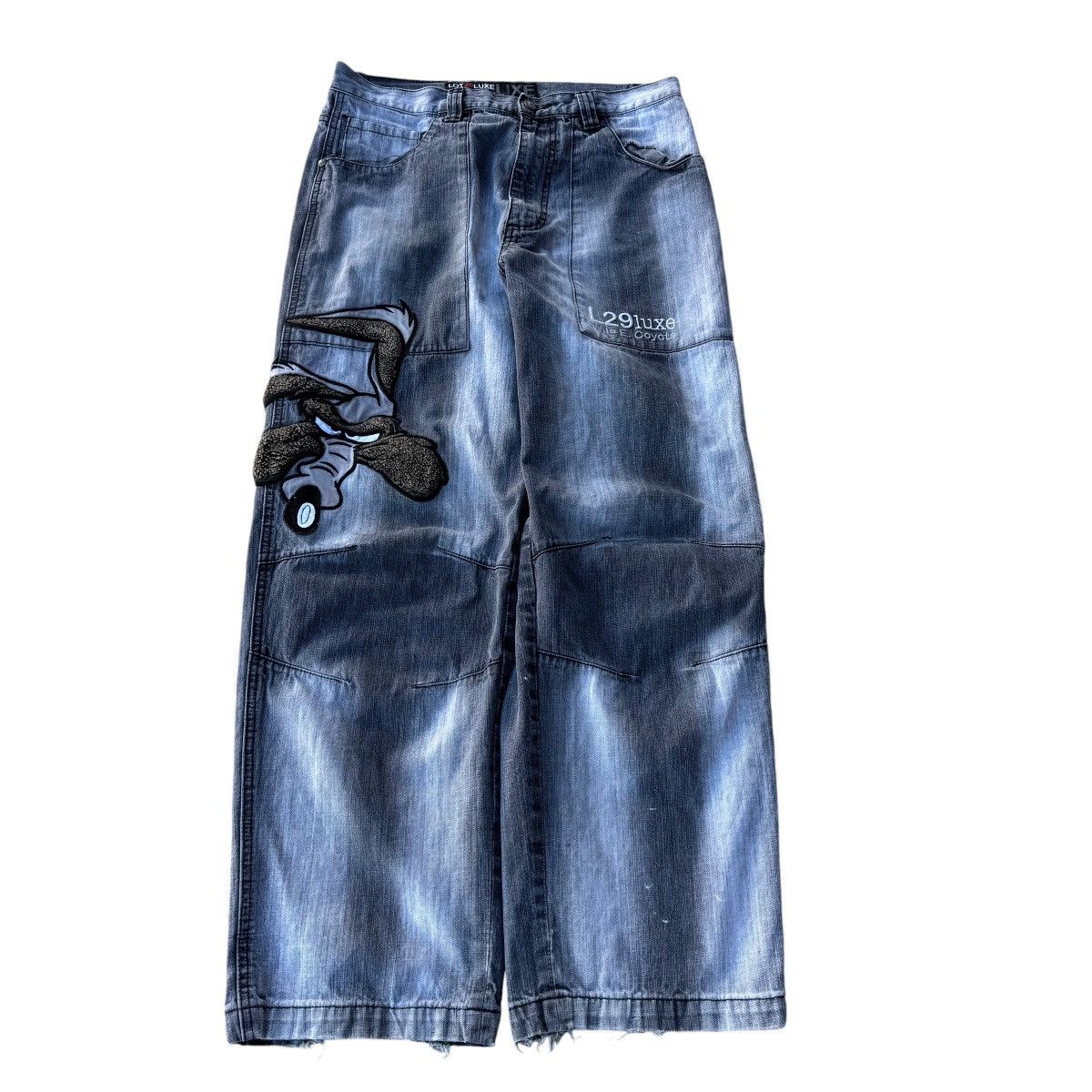 JNCO × Southpole × Warner Bros LOT 29 WIDE LEG WILE E COYOTE BLACK WASHED BAGGY Y2K JEANS Size US 34 / EU 50 - 4 Thumbnail