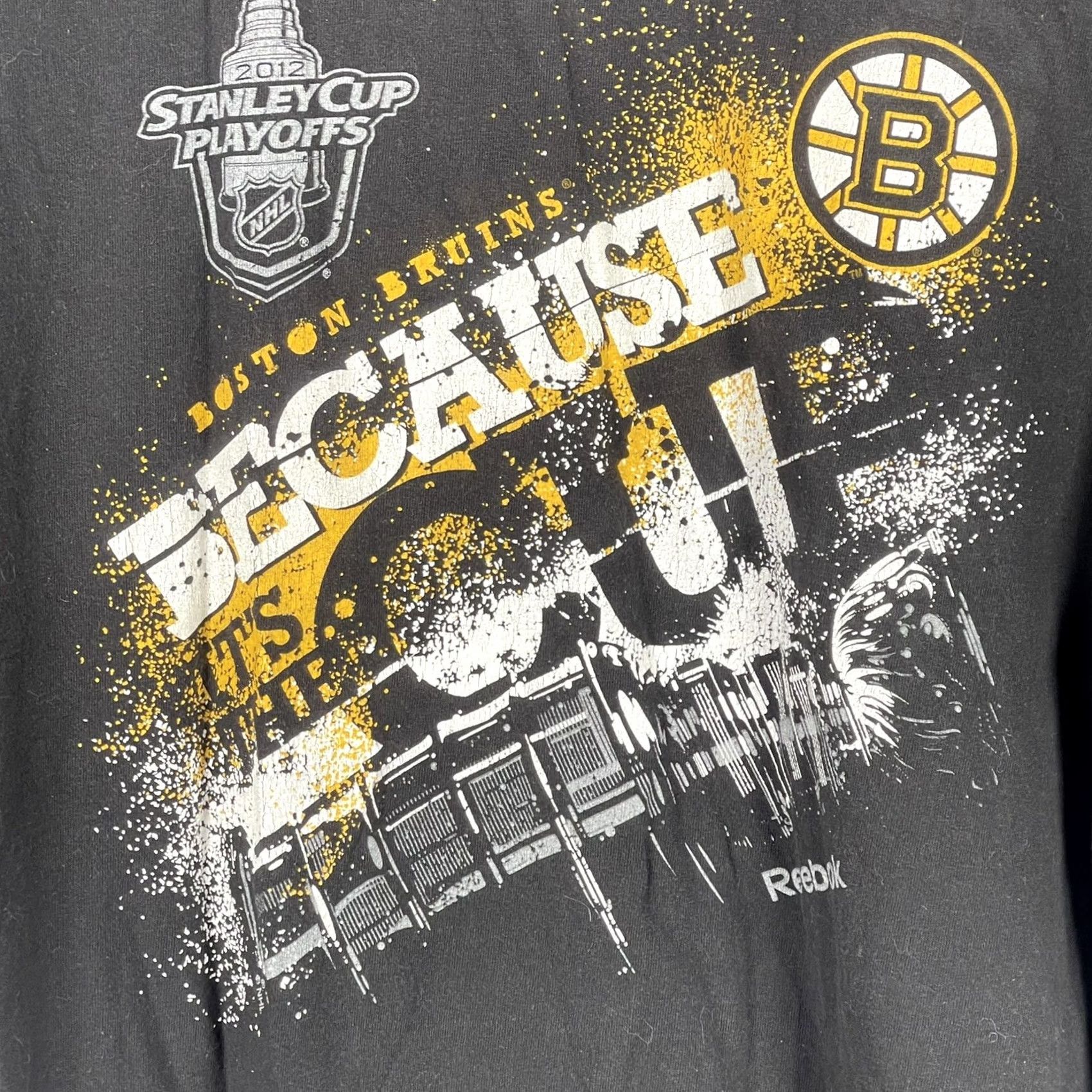 Reebok VINTAGE Reebok Boston Bruins Stanley Cup Playoffs Black Crew Neck T-shirt 2XL Mens Shirt Size US XXL / EU 58 / 5 - 4 Thumbnail