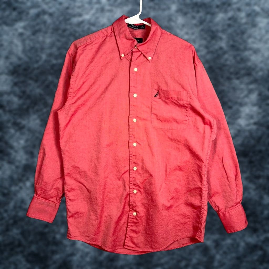Nautica Nautica Oxford Shirt Mens Size 15 32/33 Red Long-Sleeve Button-Down Size US M / EU 48-50 / 2 - 1 Thumbnail