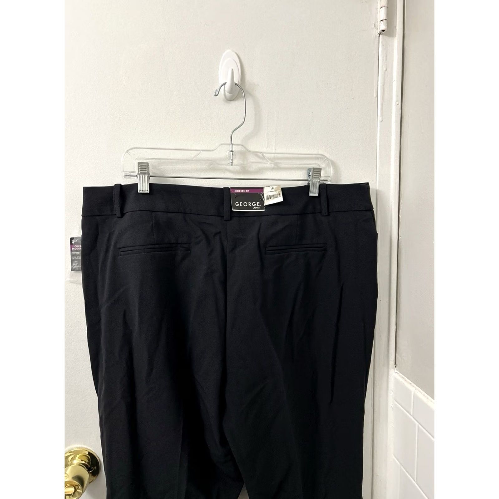 George George Modern Pants Womens Black Size 18 L32 Straight Fit NWT Dress Pants Easy Care Zipper Trousers Size 40" / US 18 - 2 Thumbnail