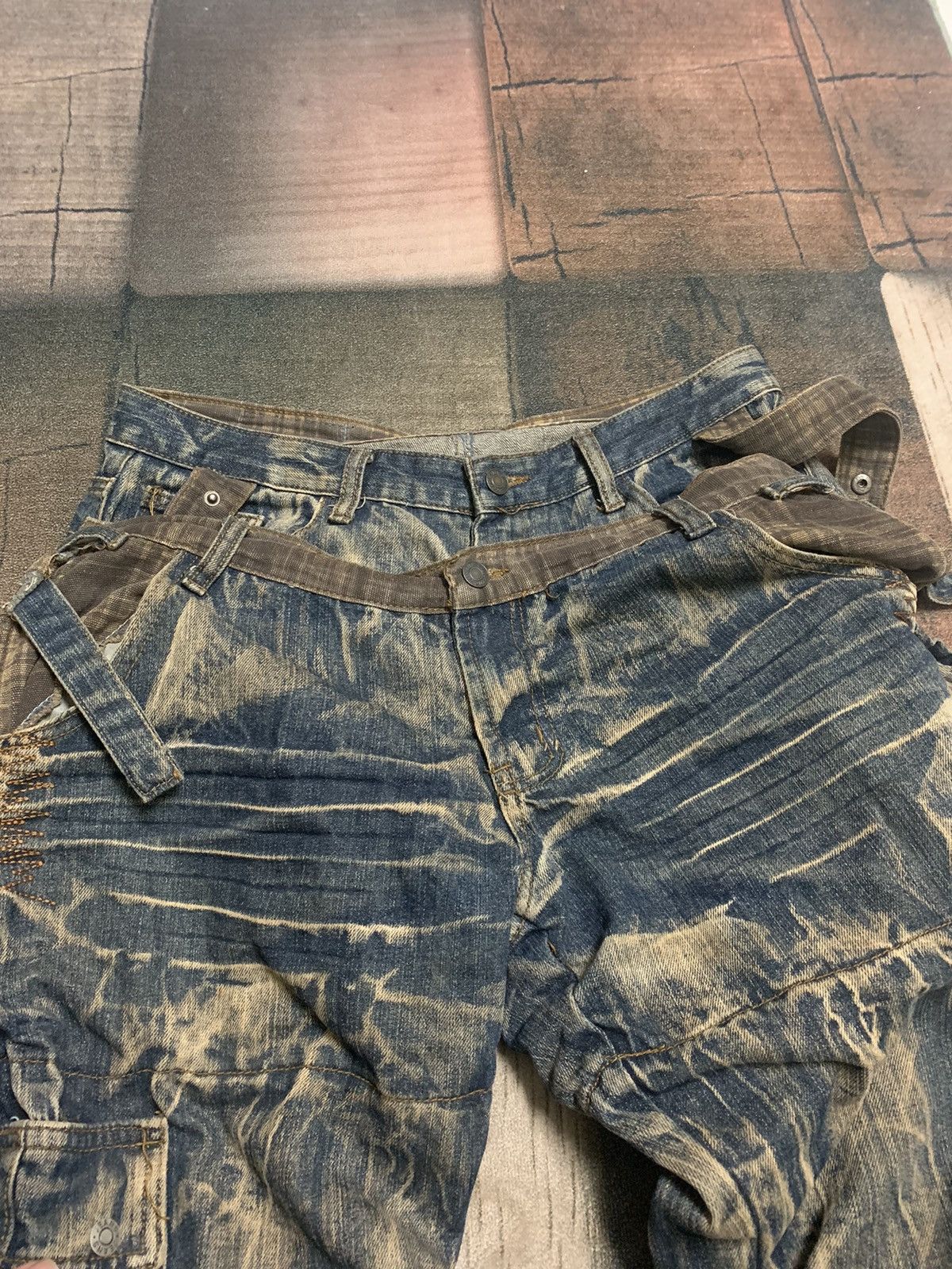 RUSTY LEVIS CARGO CUSTOM DOUBLE WAIST PUNK DESIGNER INSPIRED