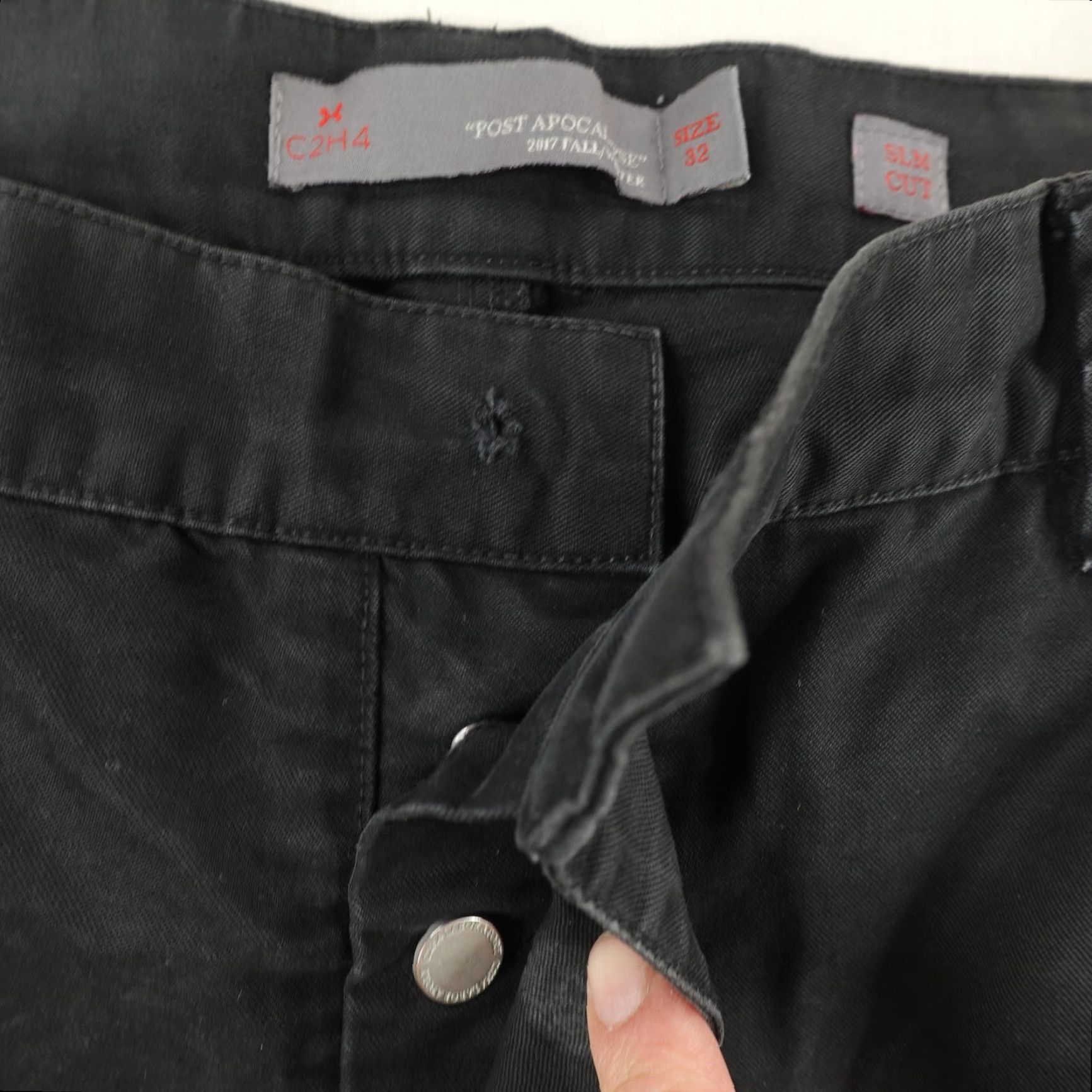 Vintage C2H4 Pants Mens 32 Slim Cargo Techwear Button Fly Black 2017 Punk Gothic Tapered Utility Pockets Cam Canvas Size US 32 / EU 48 - 7 Thumbnail
